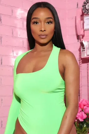 Abby One Shoulder Bodysuit - Neon Green