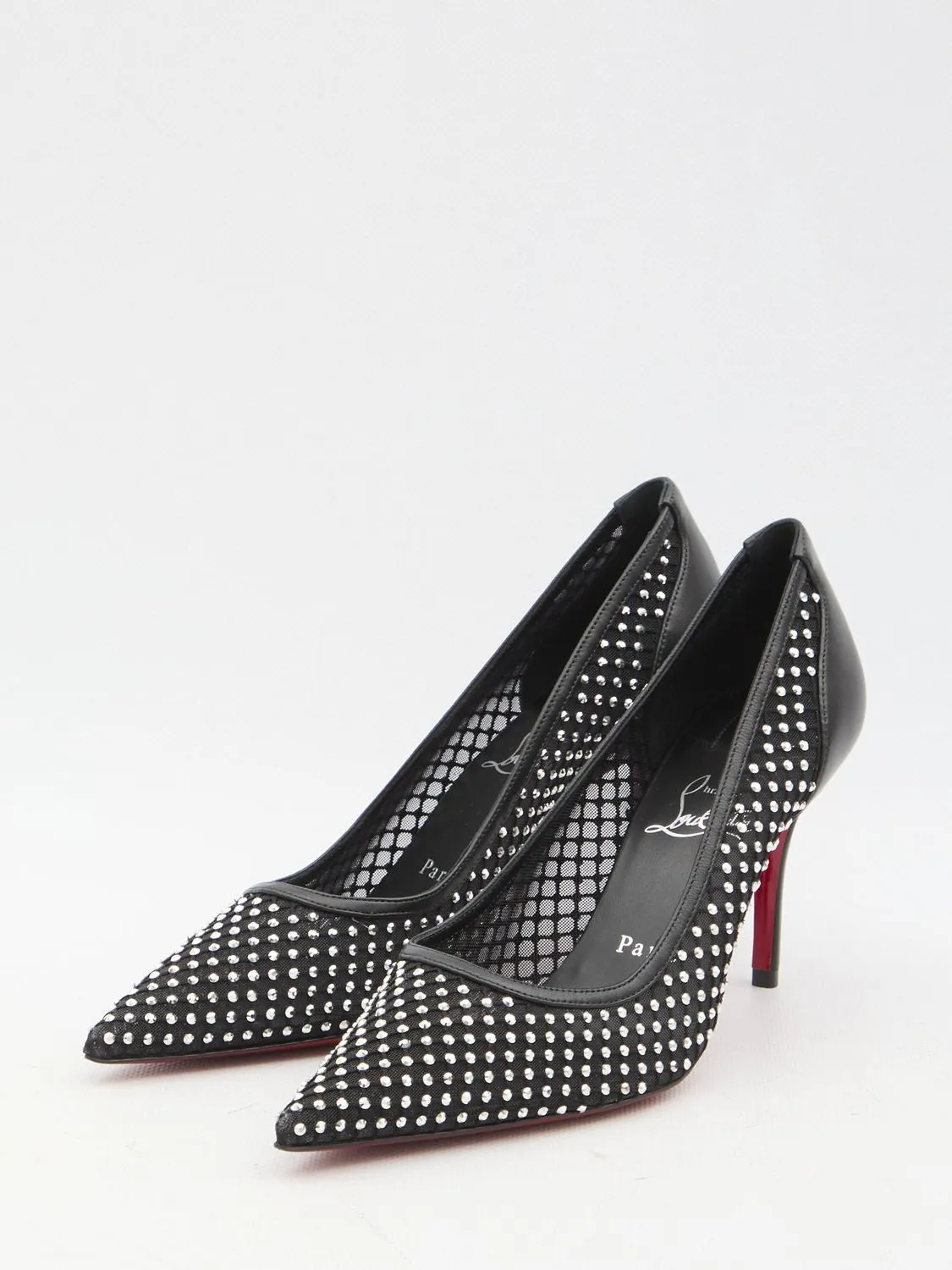 APOSTROPHA MESH STRASS PUMPS