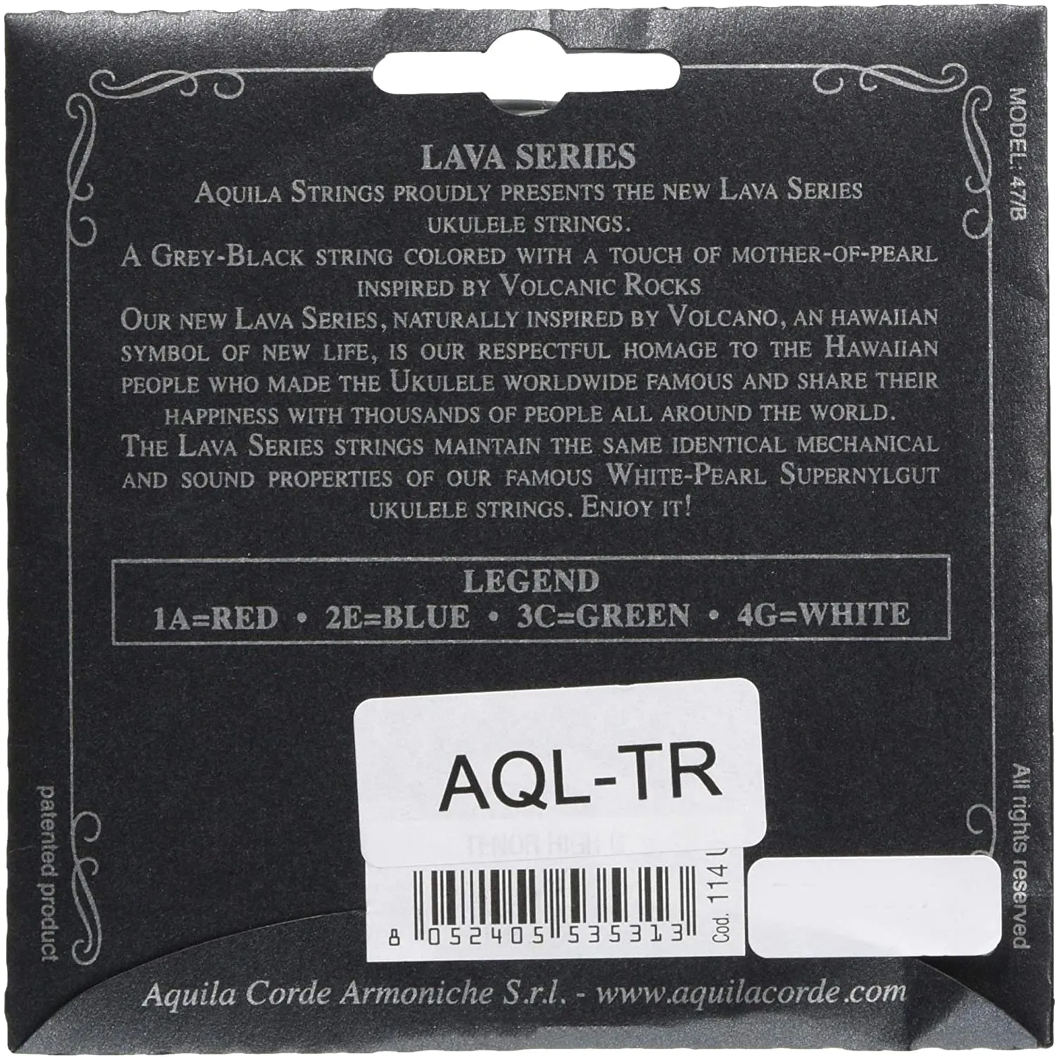 Aquila 114U LAVA SERIES Ukulele TENOR Regular Tuning (high G), Key of C - GCEA