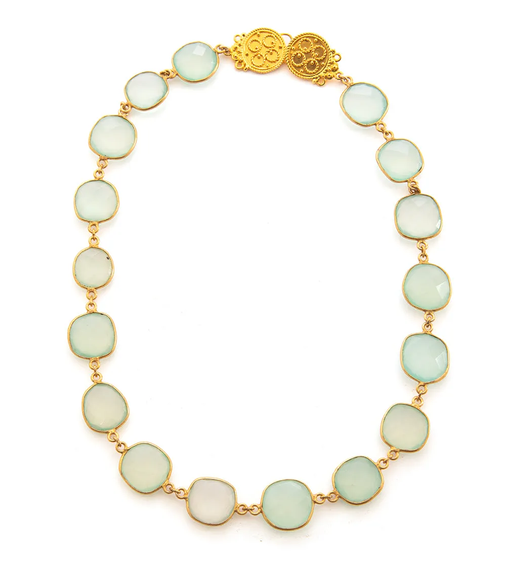 Blue Calcedony Faceted Stone Necklace by Galit