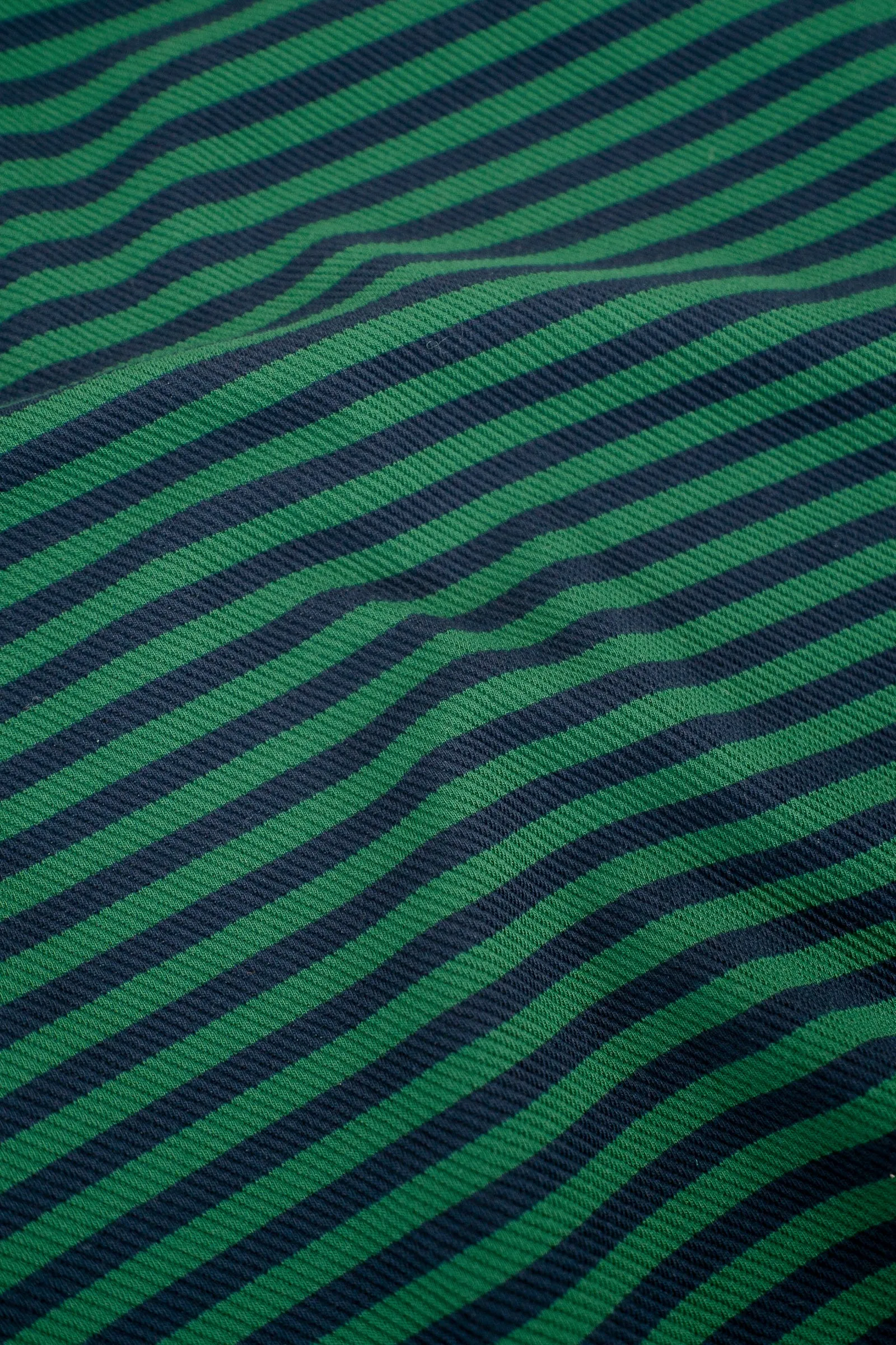 bound Navy & Green Textured Stripe LS Tee