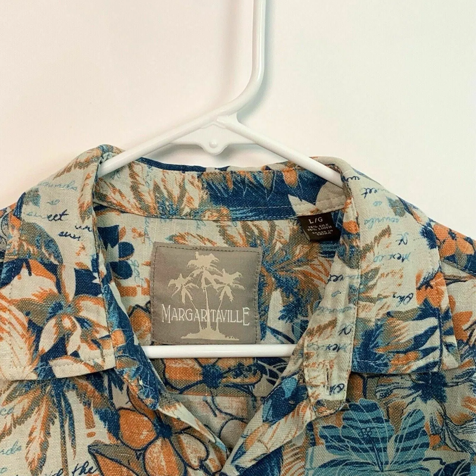 Captivating Margaritaville Mens Floral Hawaiian Shirt - Beige, Size L