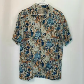 Captivating Margaritaville Mens Floral Hawaiian Shirt - Beige, Size L