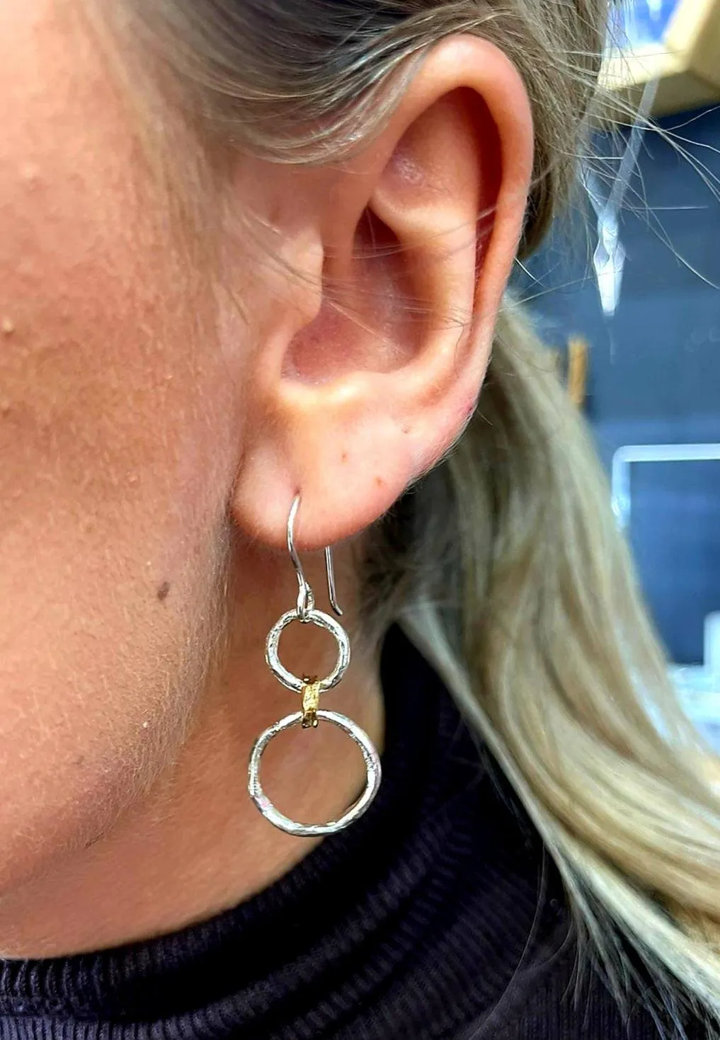 Circle Chain Drop Earrings - 18ct Gold Vermeil and Sterling Silver