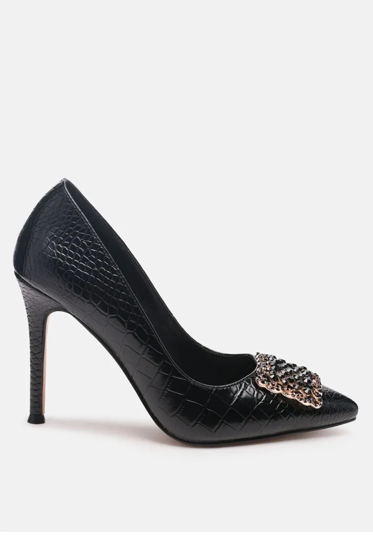 Cirrus Diamante Embellished Brooch Pumps By Ruw