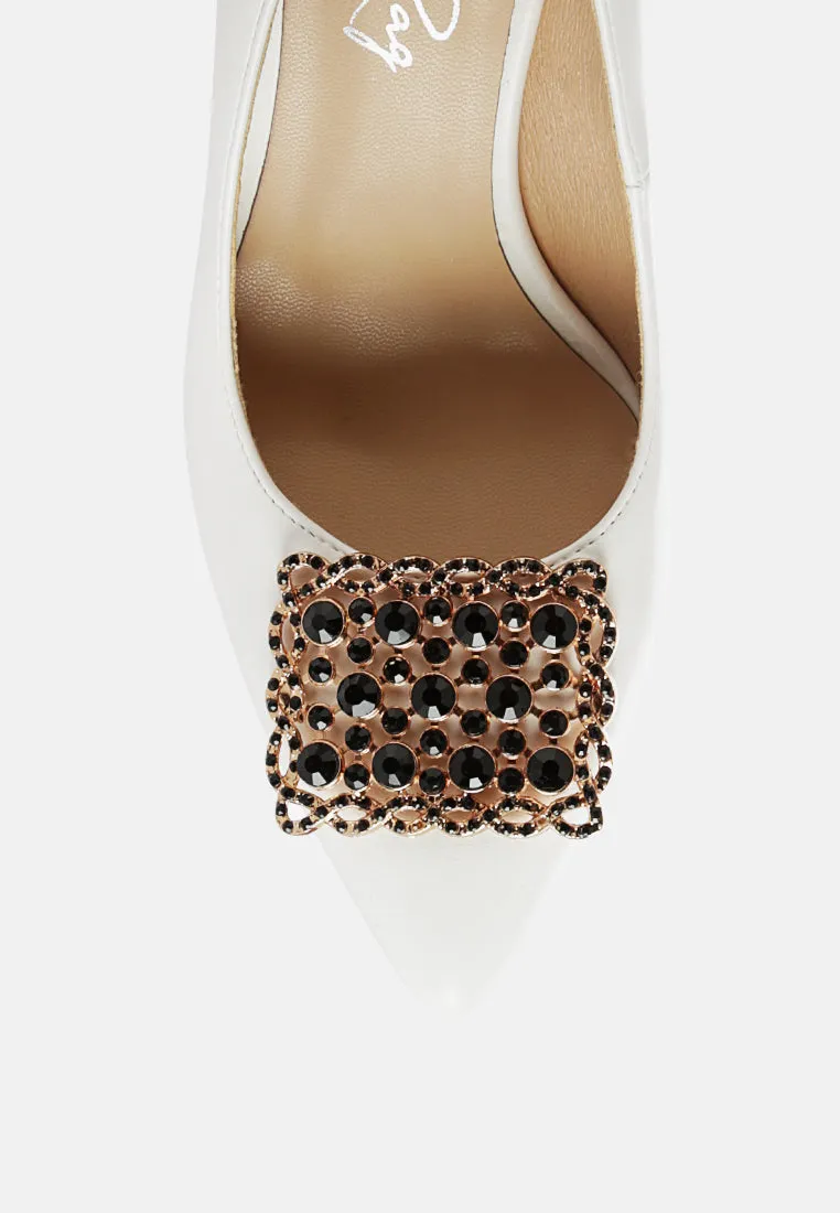 Cirrus Diamante Embellished Brooch Pumps By Ruw