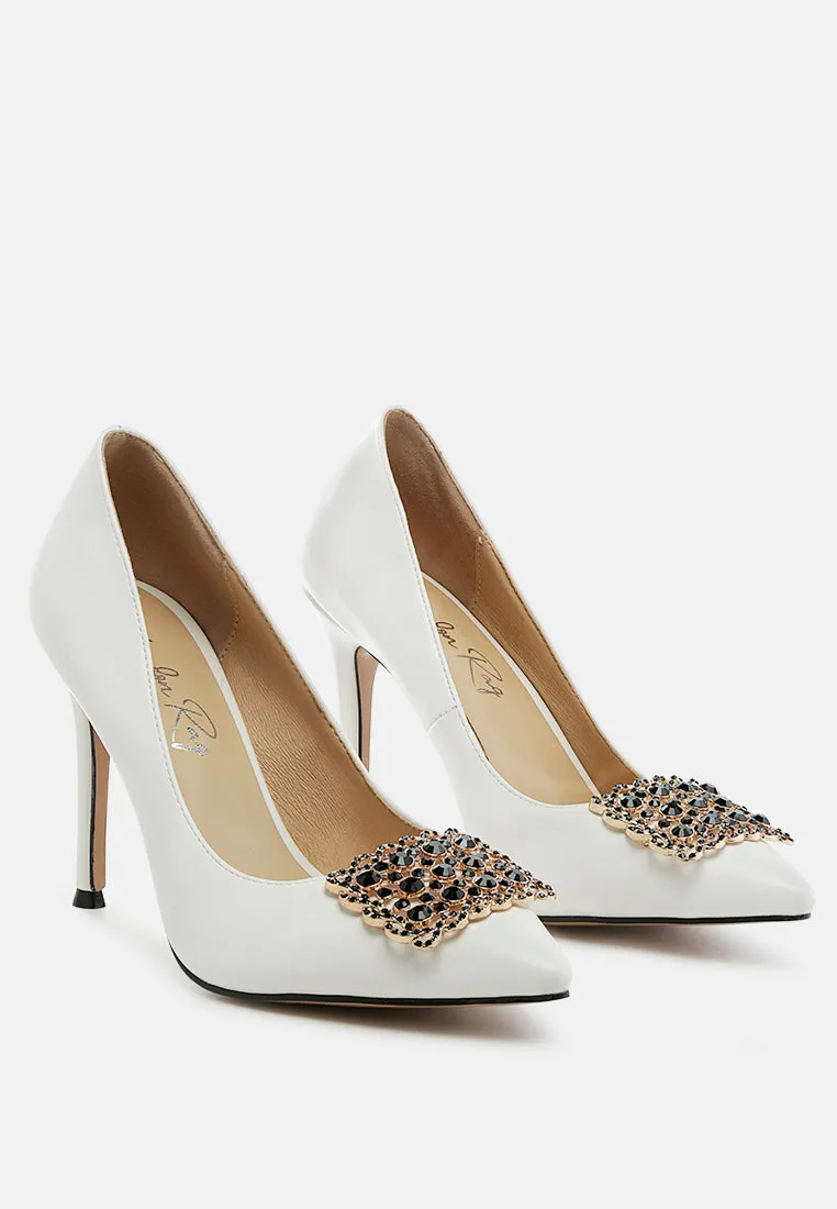 Cirrus Diamante Embellished Brooch Pumps By Ruw