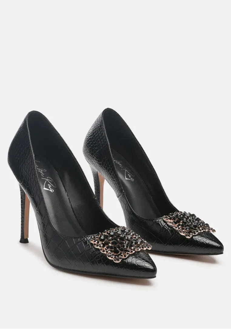 Cirrus Diamante Embellished Brooch Pumps By Ruw