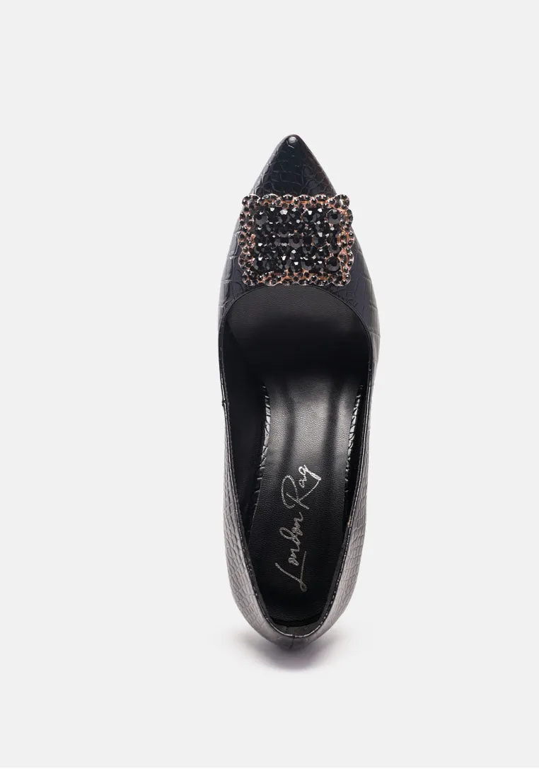 Cirrus Diamante Embellished Brooch Pumps By Ruw