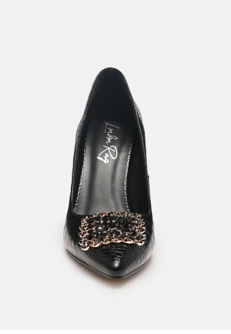 Cirrus Diamante Embellished Brooch Pumps By Ruw