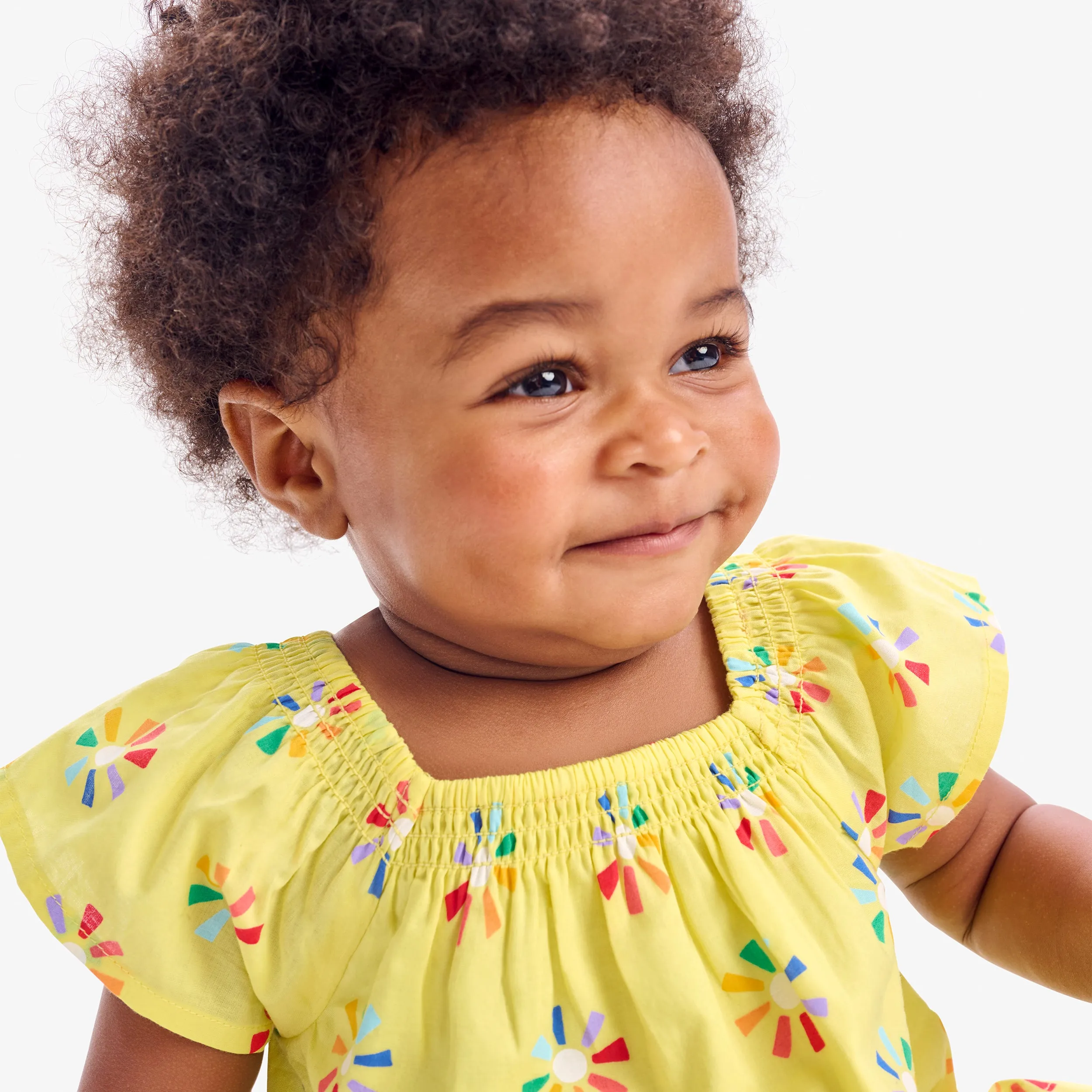 Clearance baby picnic dress & bloomer set in rainbow cutout suns