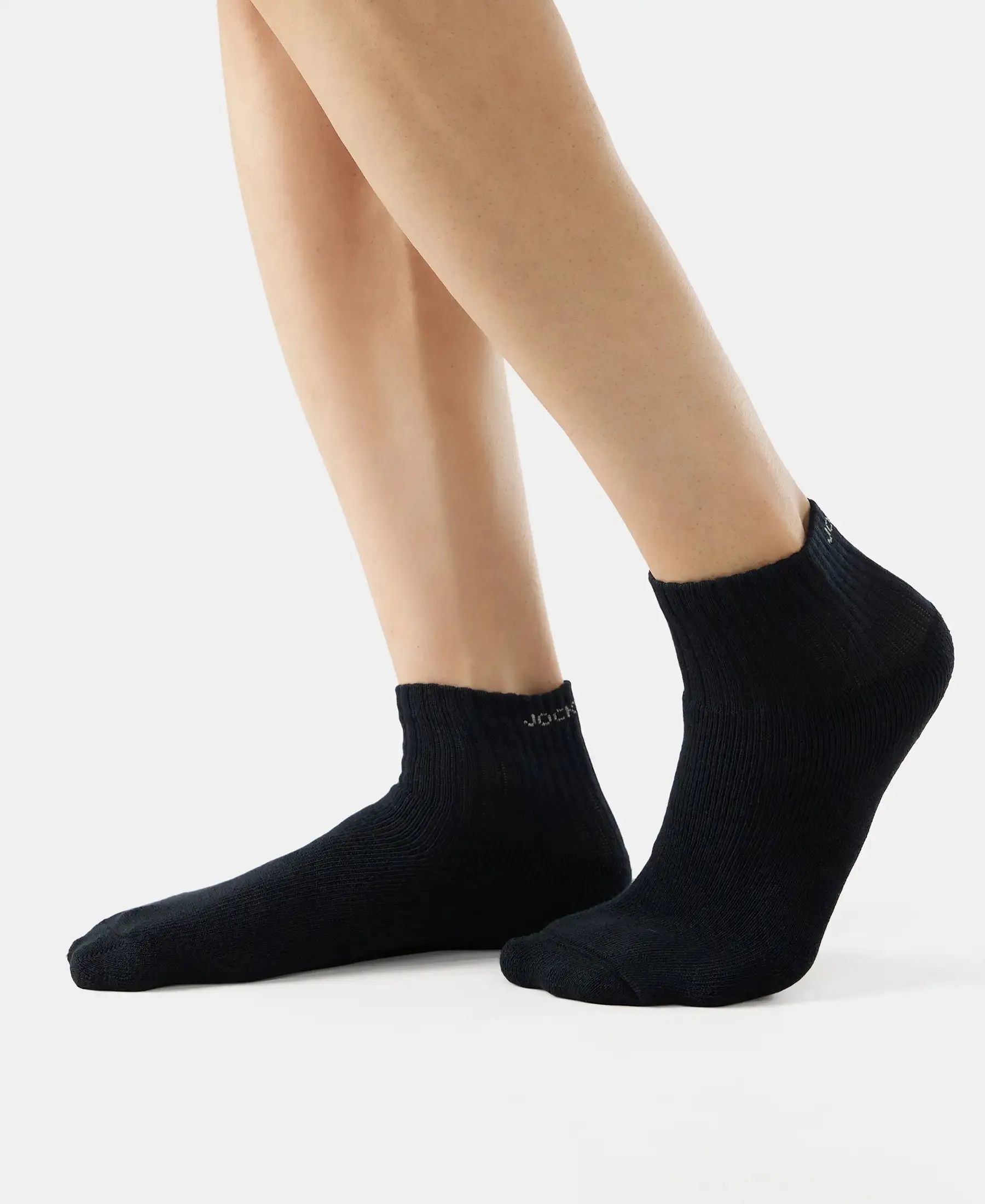 Compact Cotton Terry Ankle Length Socks With StayFresh Treatment - Black/Midgrey Melange/Charcoal Melange (Pack of 3)
