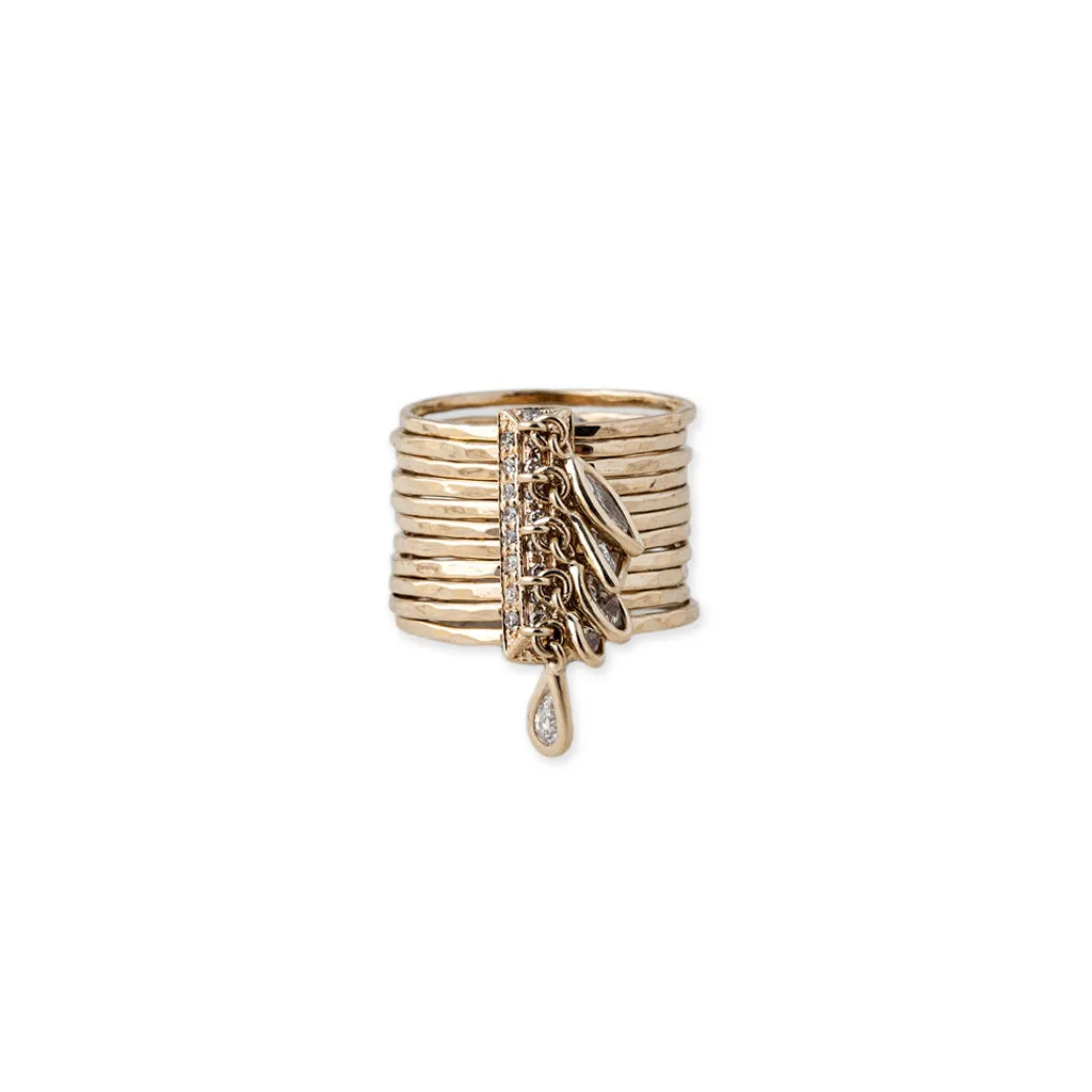 DIAMOND SHAPES BRICK MULTI WAIF RING