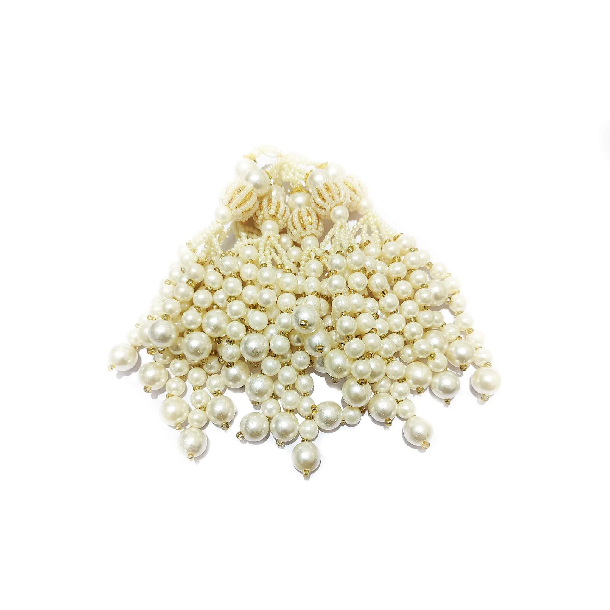 Elegant Gold & Pearl Tassels - Luxury Handcrafted Jewelry for Special Occasions - 11844