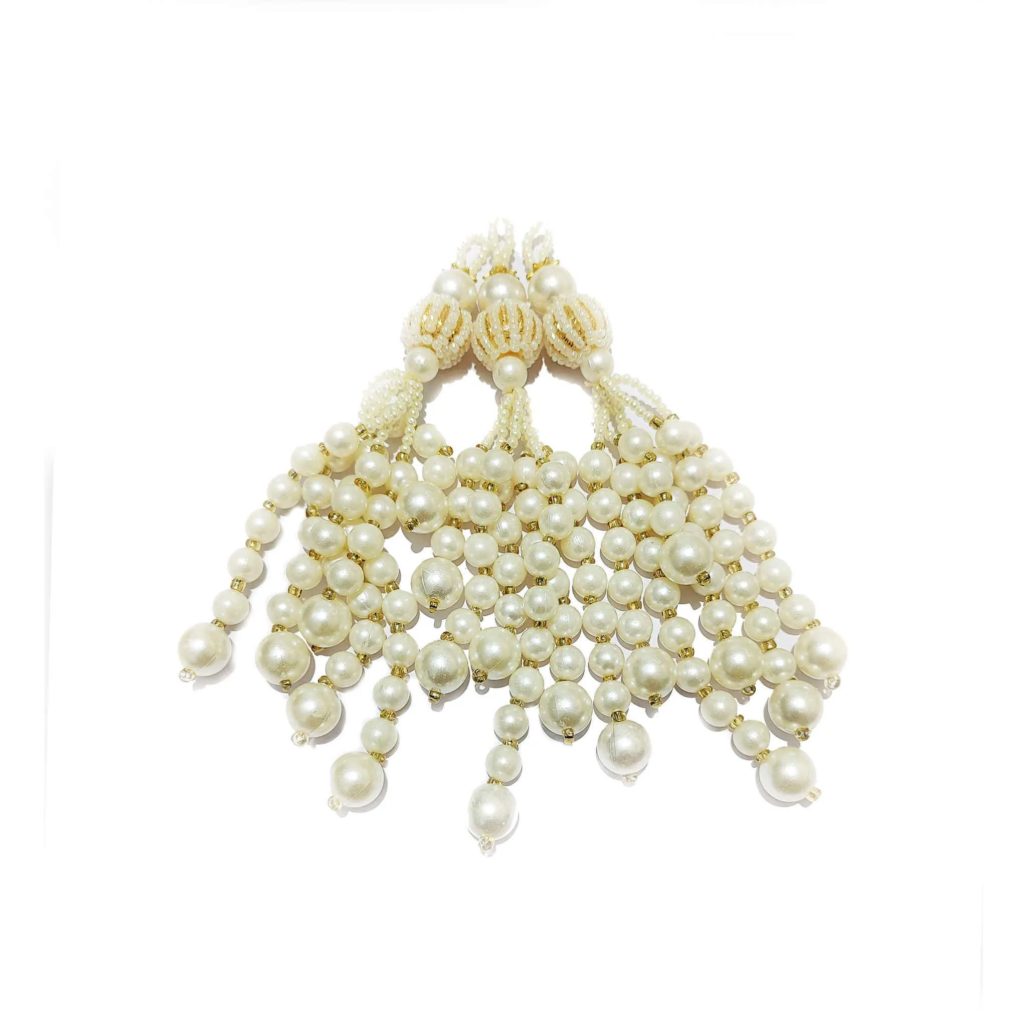 Elegant Gold & Pearl Tassels - Luxury Handcrafted Jewelry for Special Occasions - 11844