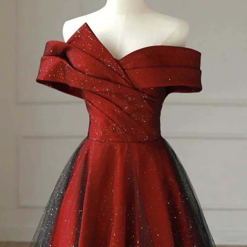 Elegant Sexy Boat Neck Evening Prom Dress for Women Summer 2024