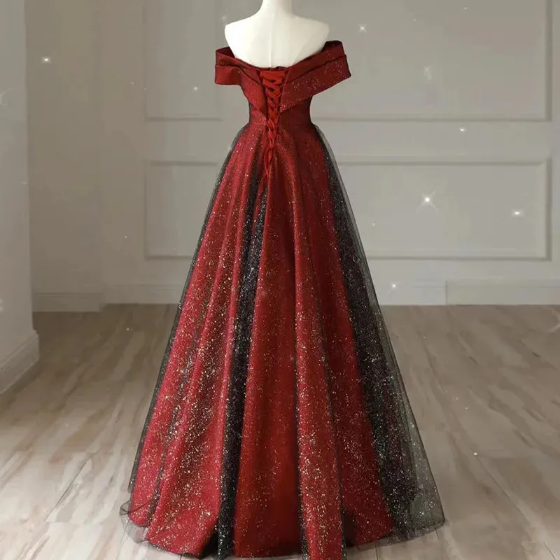 Elegant Sexy Boat Neck Evening Prom Dress for Women Summer 2024