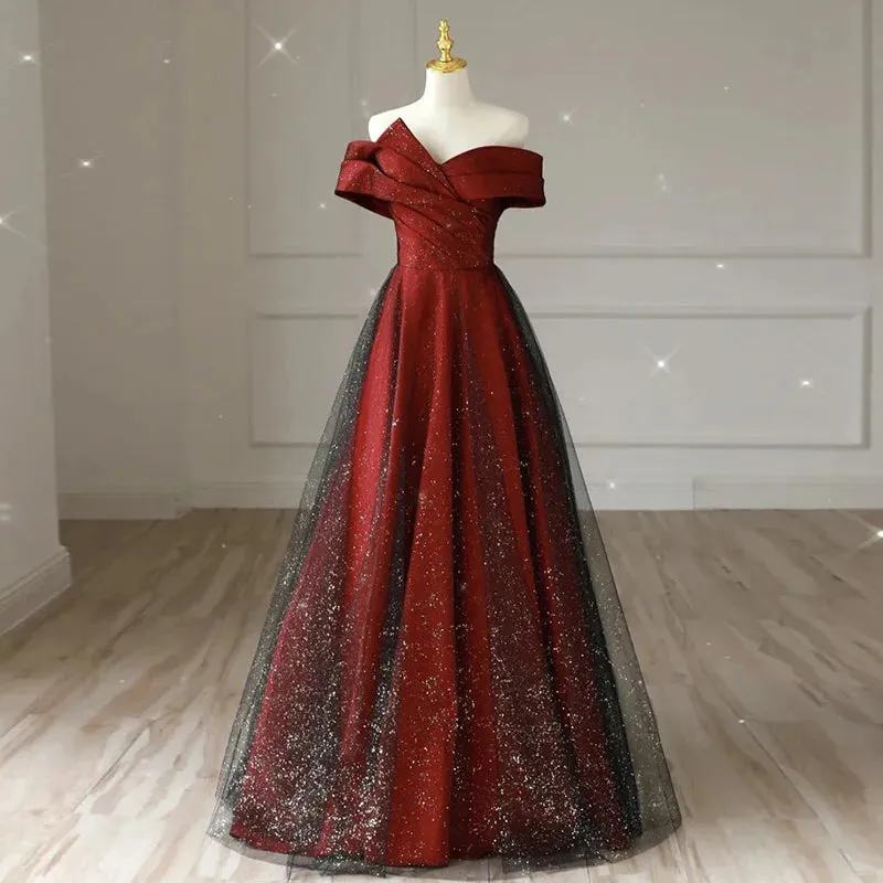 Elegant Sexy Boat Neck Evening Prom Dress for Women Summer 2024