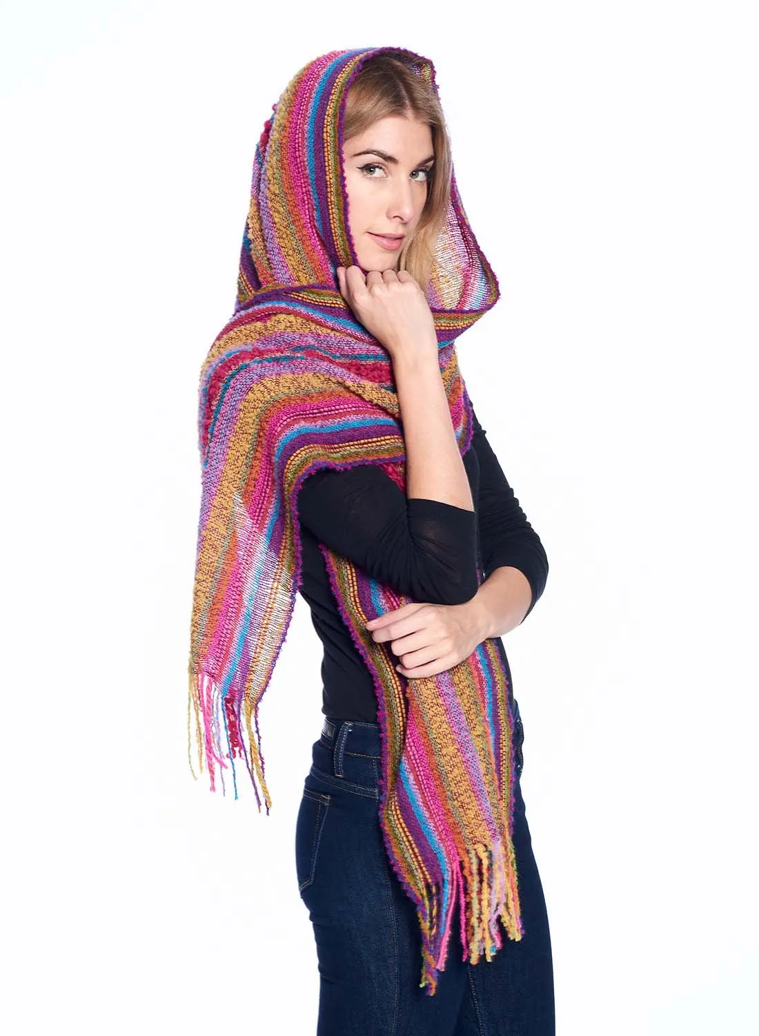 Fringe Alpaca Scarf - Boucle - Fiesta