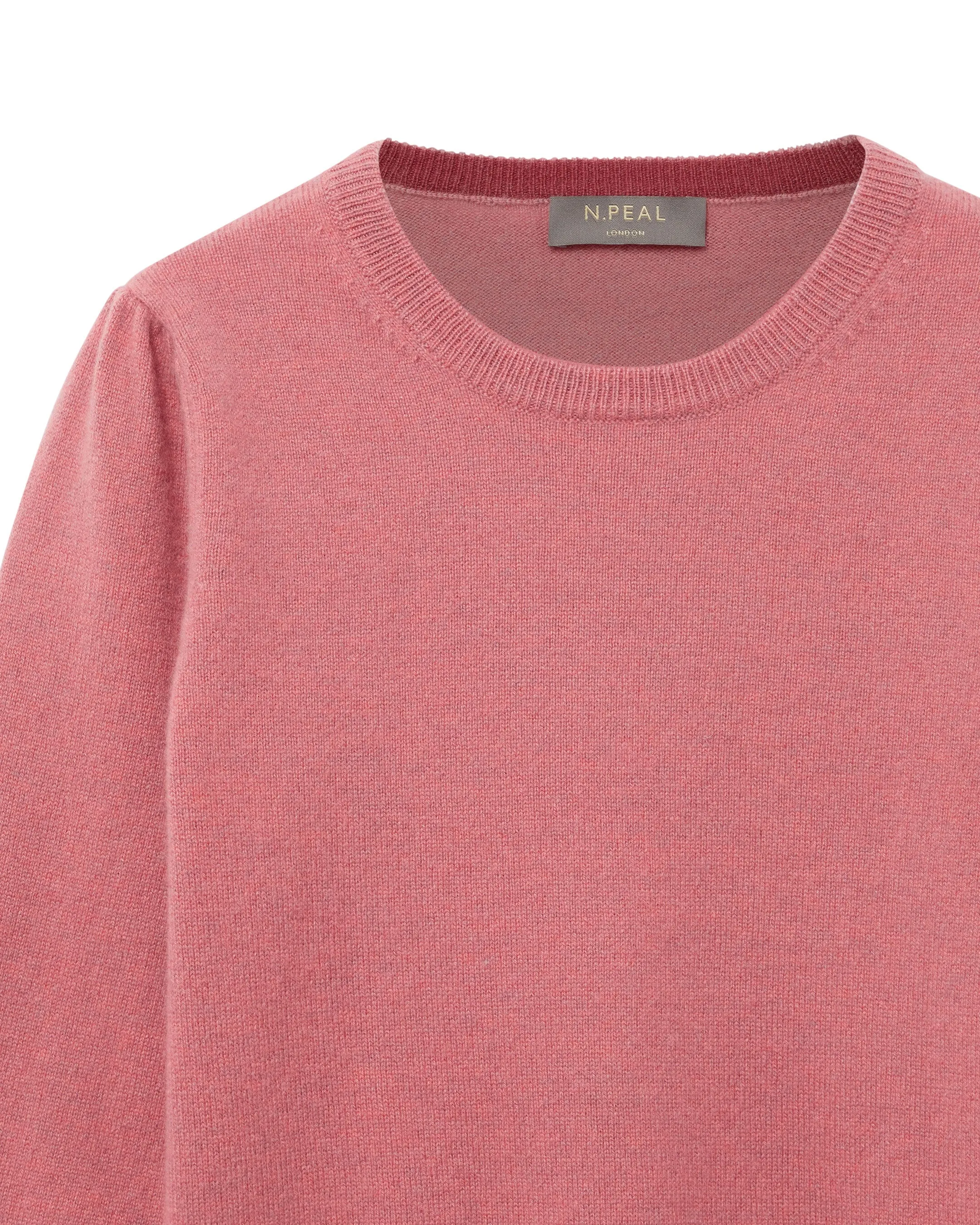 Girls Round Neck Cashmere Sweater Heather Pink