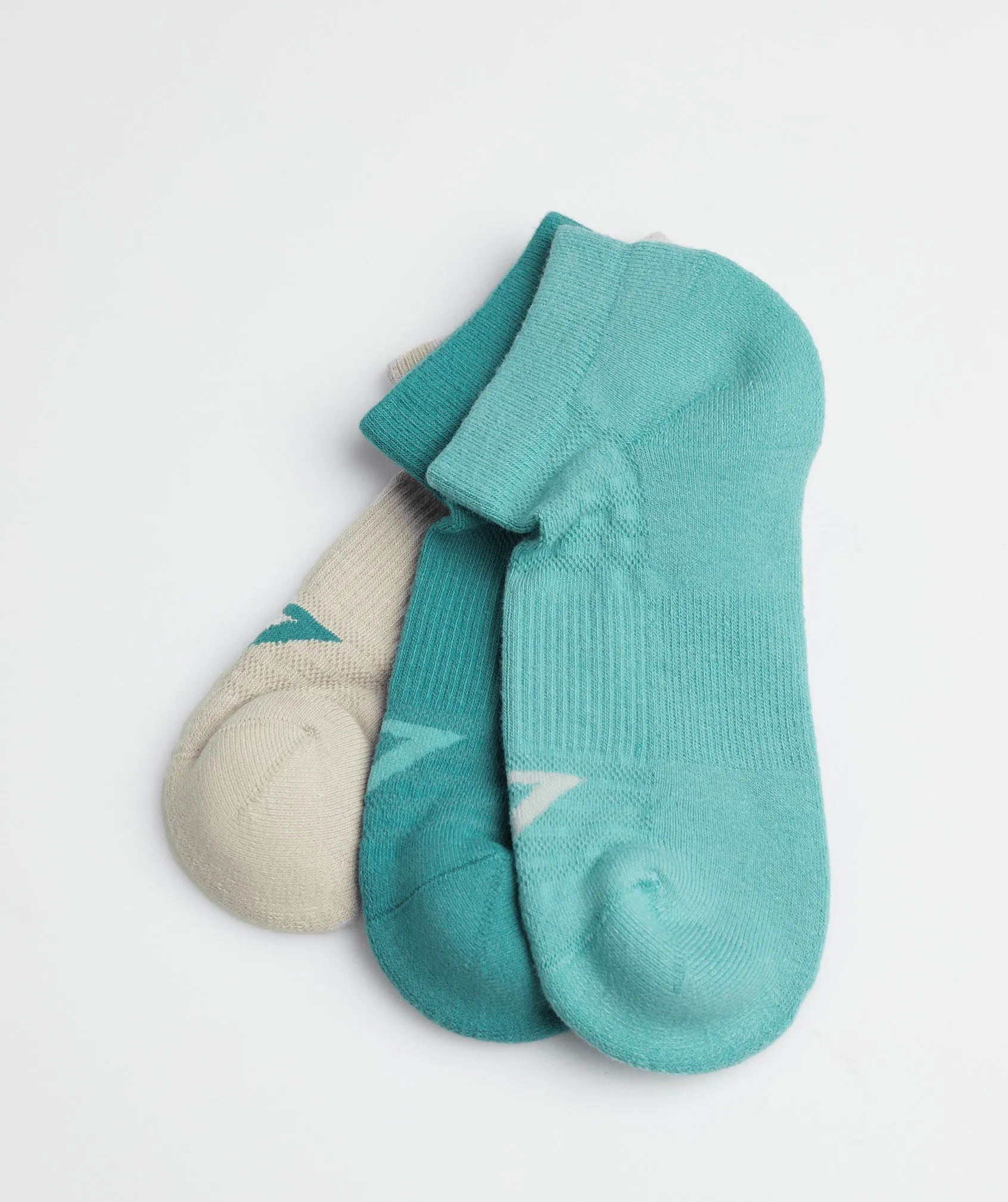 Gymshark Ankle Socks 3pk - Blue/Jewel Green/Pebble Grey