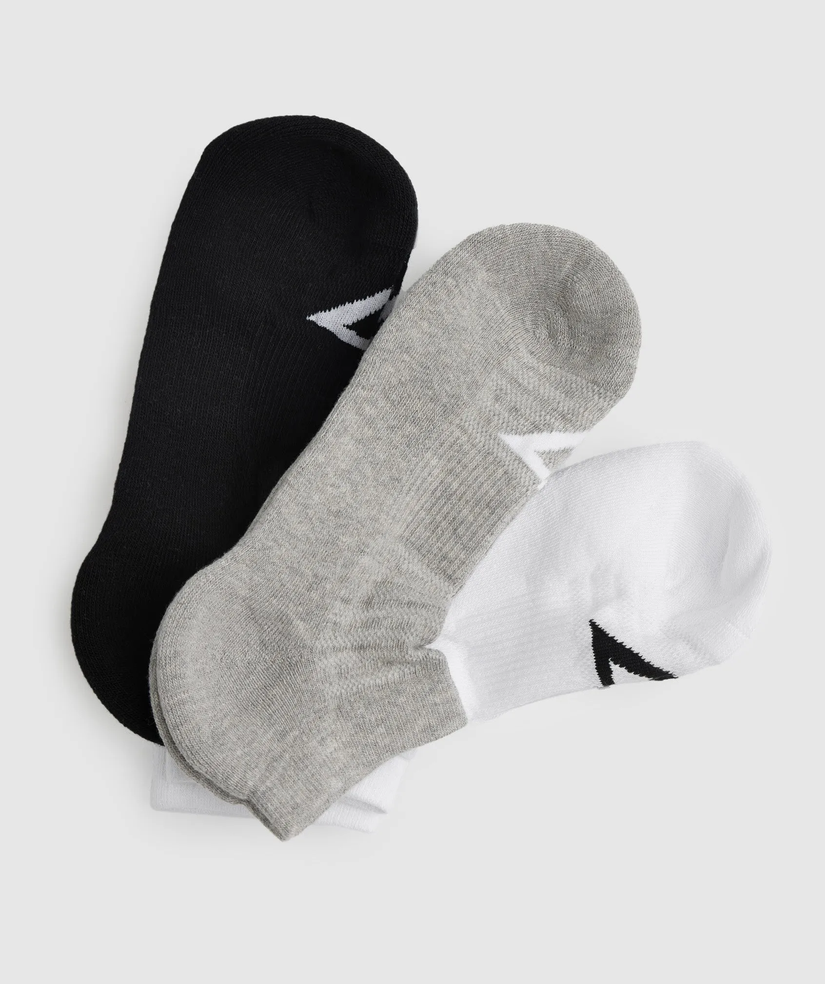 Gymshark Ankle Socks 3pk - White/Black/Light Grey Core Marl