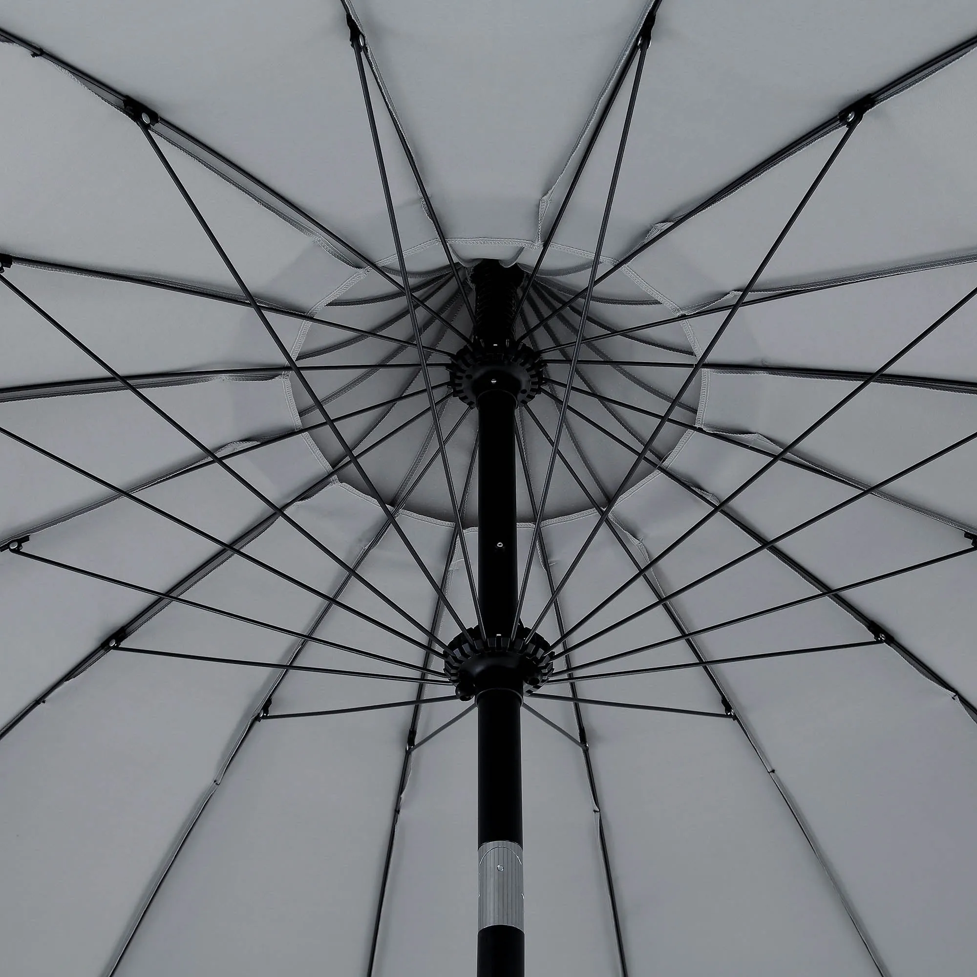 Hacienda 2.4M Light Grey Beaded Carousel Garden Parasol with Fringe Tassels and Aluminium Tilt