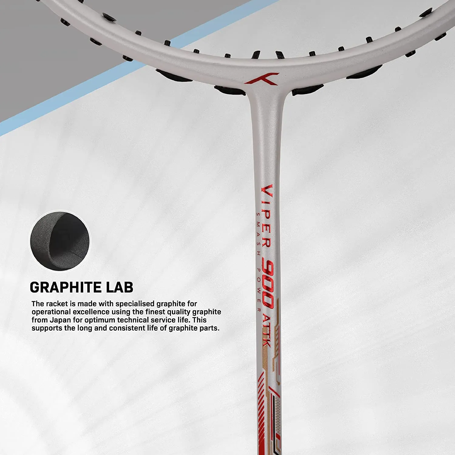 Hundred Viper 900 Carbon Fibre Strung Badminton Racquet