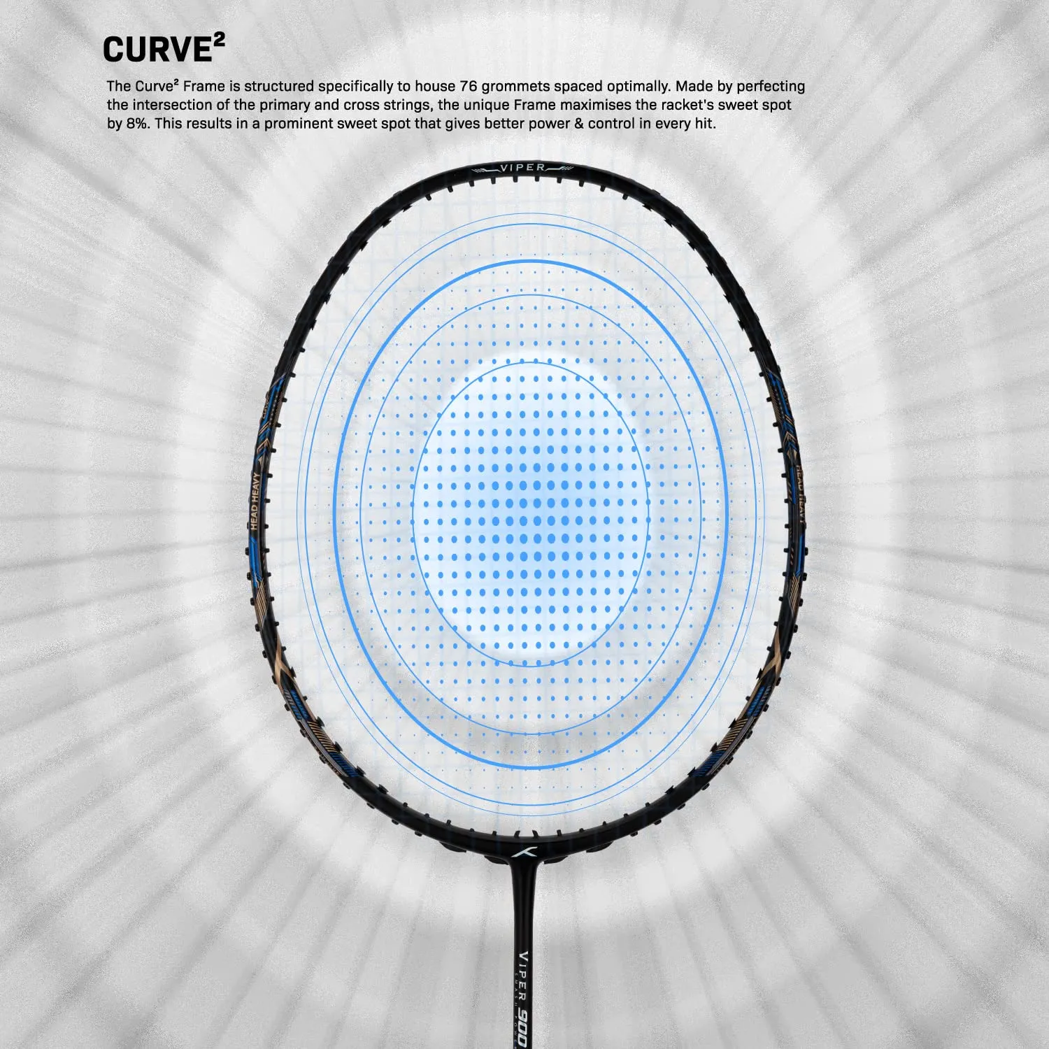 Hundred Viper 900 Carbon Fibre Strung Badminton Racquet