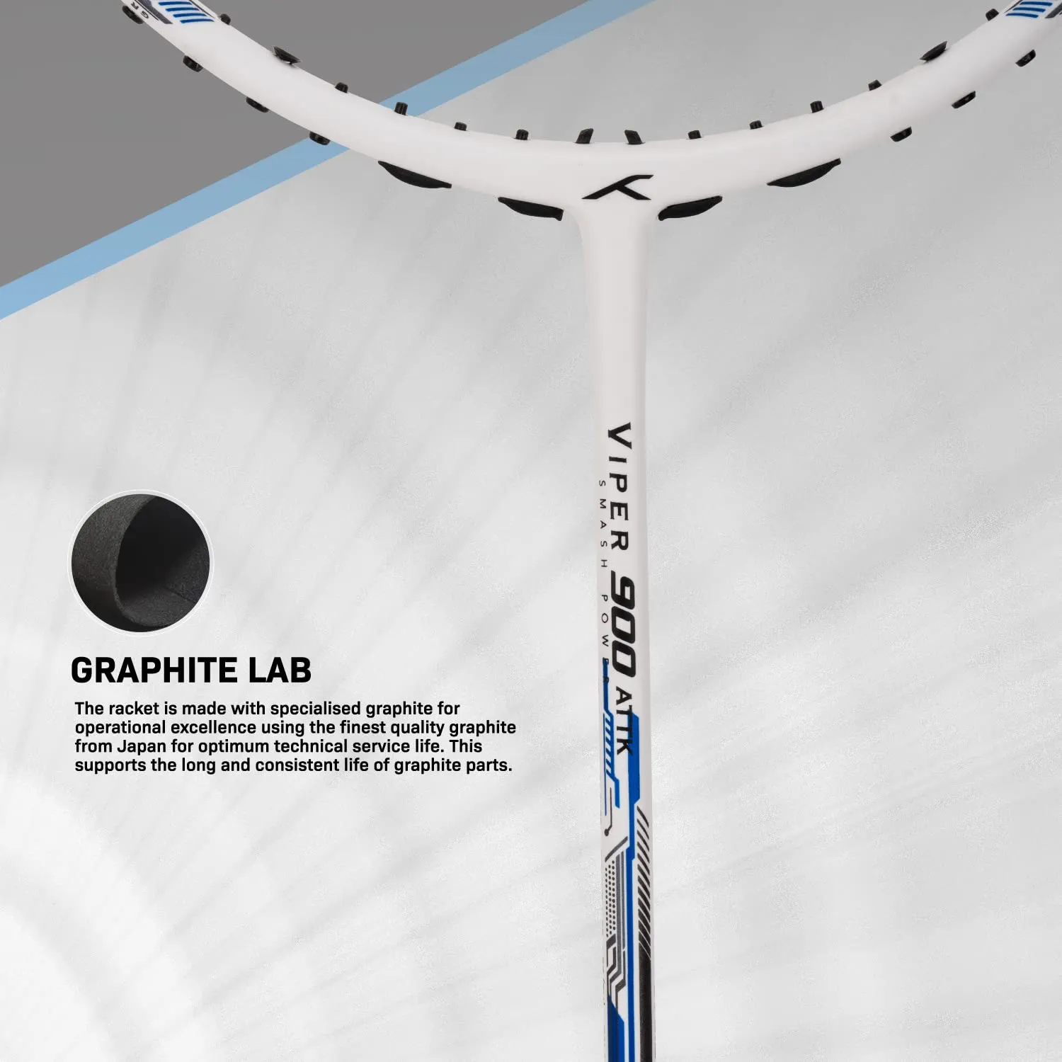 Hundred Viper 900 Carbon Fibre Strung Badminton Racquet