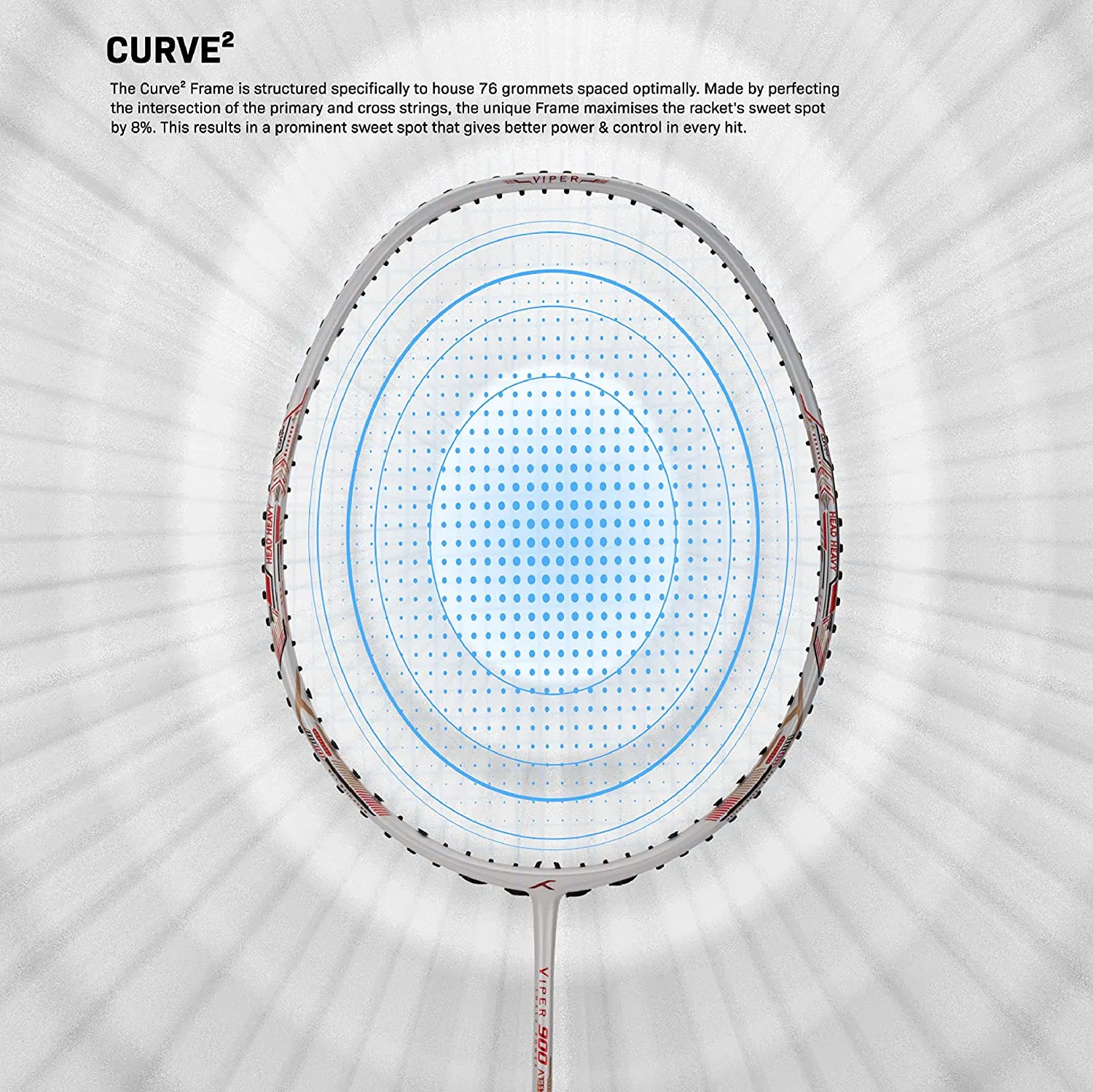 Hundred Viper 900 Carbon Fibre Strung Badminton Racquet