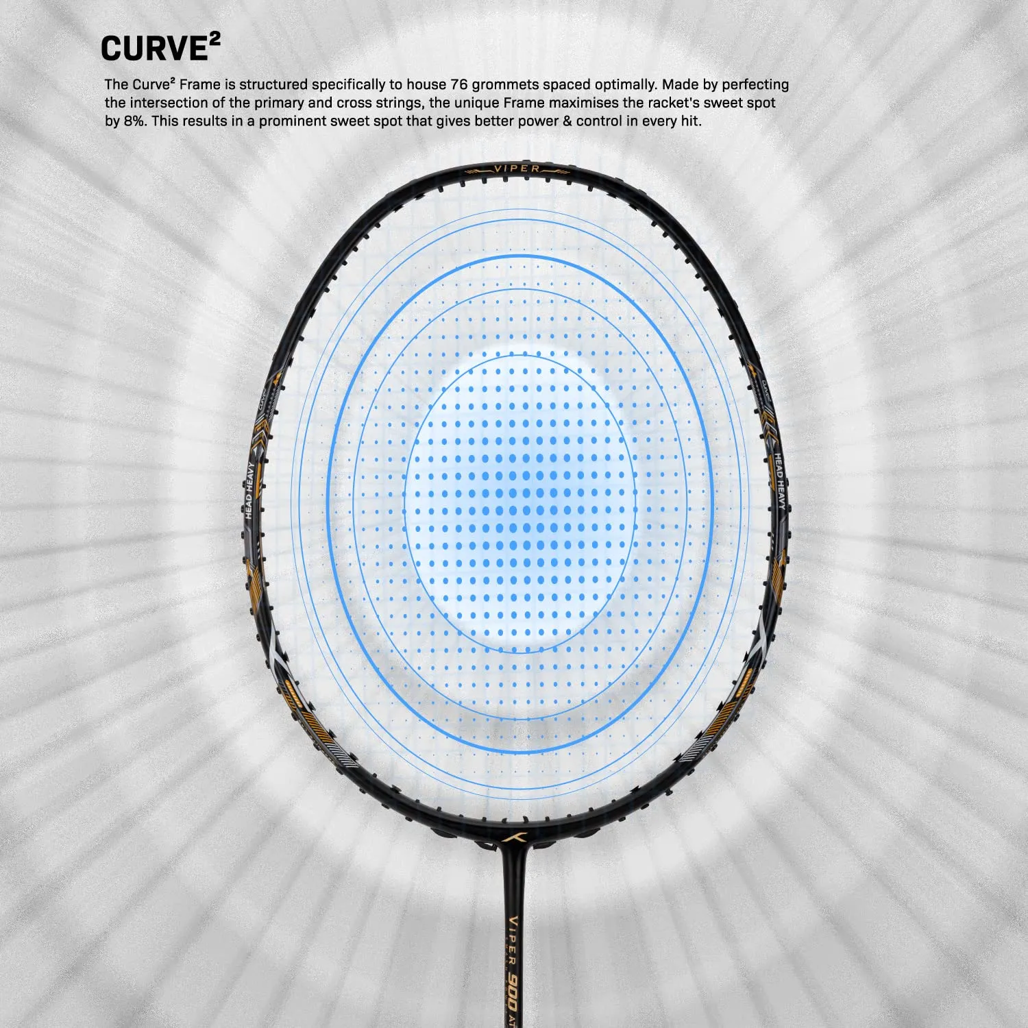 Hundred Viper 900 Carbon Fibre Strung Badminton Racquet