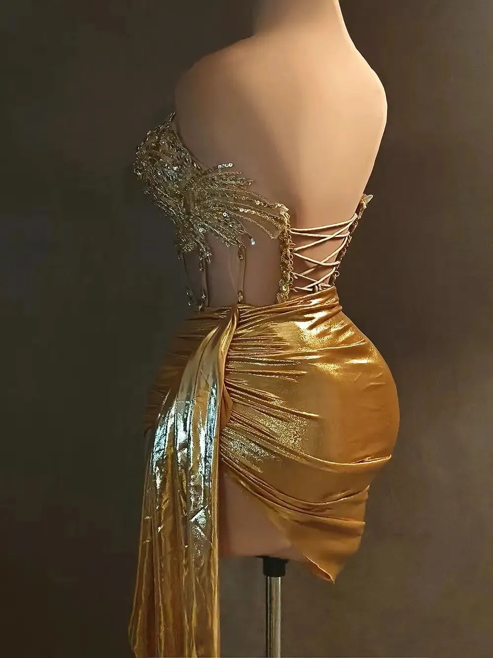 Luxury Gold Diamond 2-Piece Cocktail Dress