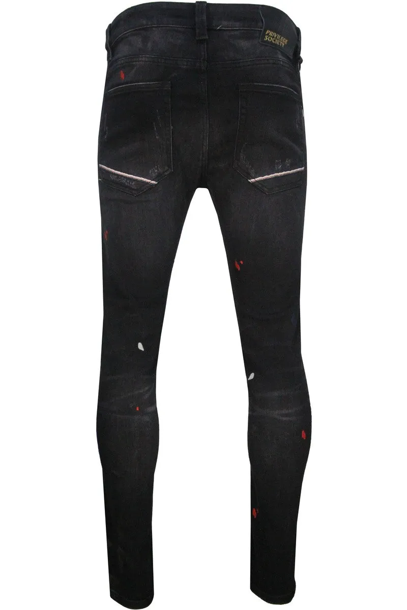 Men's Black Drip Embroidered Jean