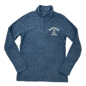 Mens Embroidered Charles River Montauk The End Anchor Logo 1/4 Zip-Up Cadet
