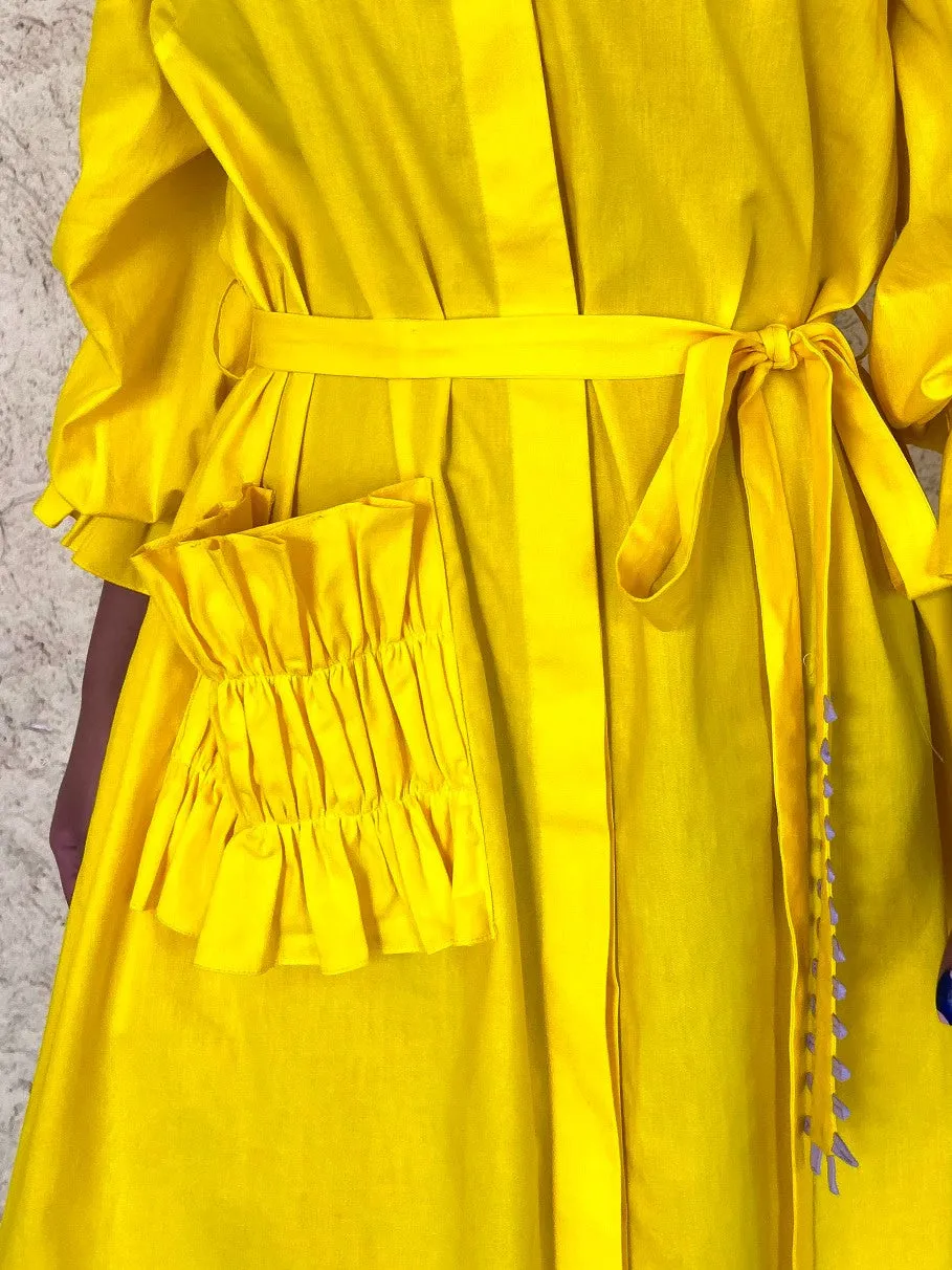 NEON YELLOW POPLIN SHIRT DRESS