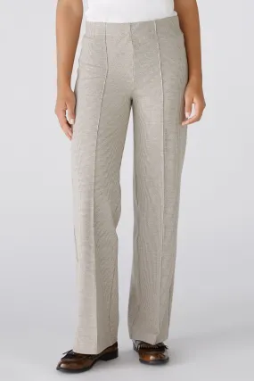 Oui Brown/Cream Houndstooth Cotton Jersey Trousers
