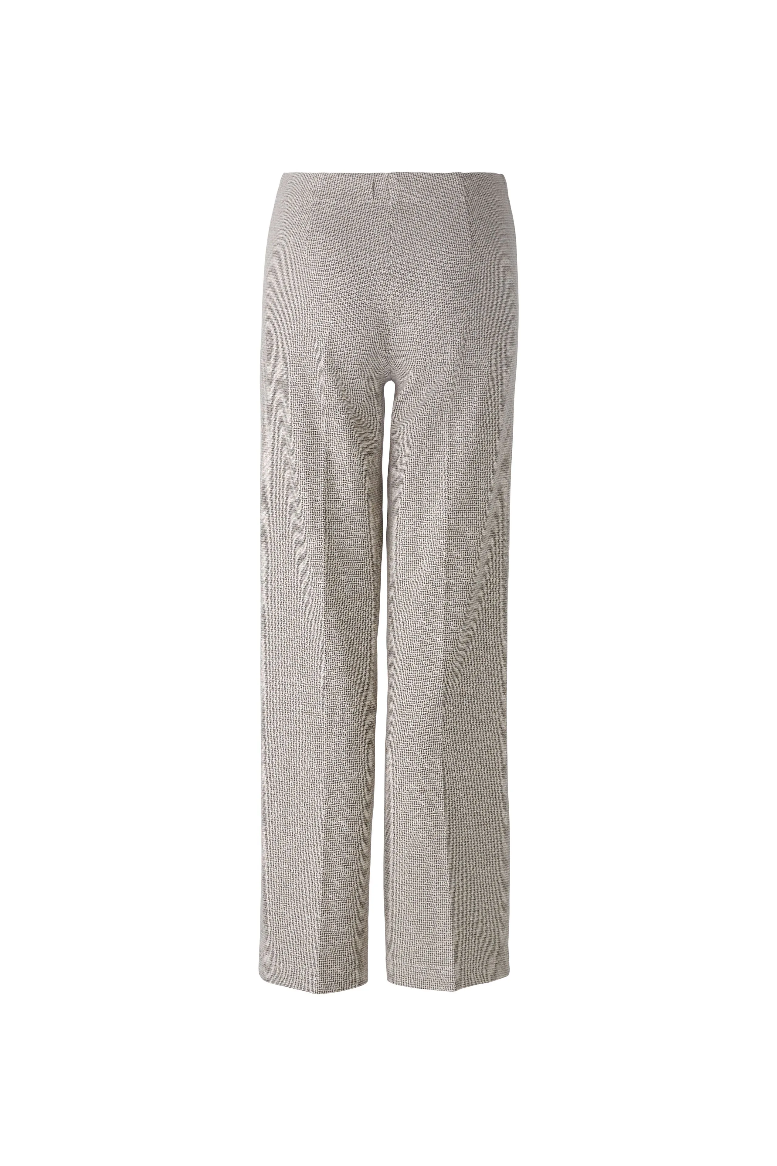 Oui Brown/Cream Houndstooth Cotton Jersey Trousers