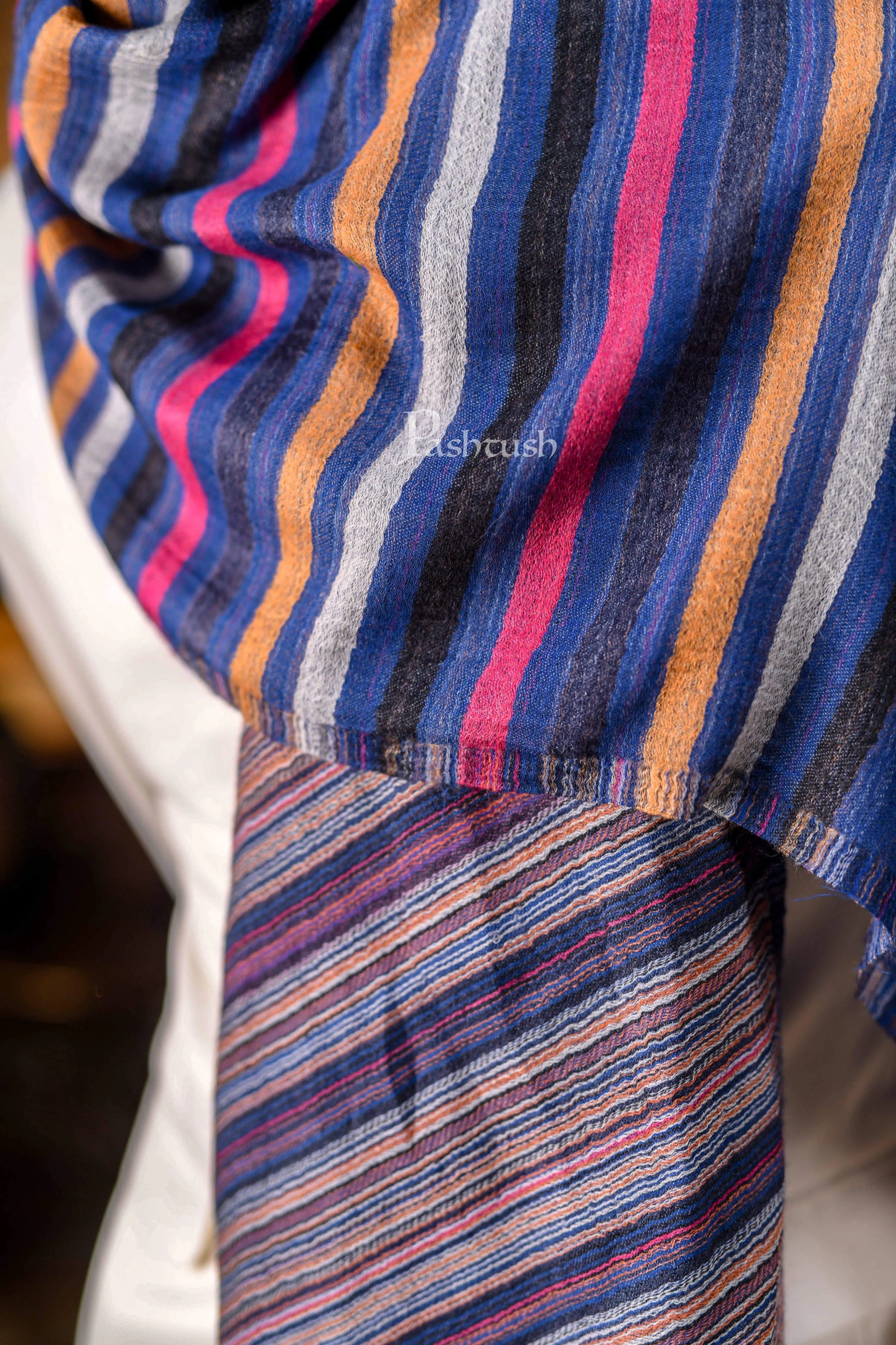 Pashtush Mens Cashmere And Wool Blended Scarf, With Fluro-Neon Stripes