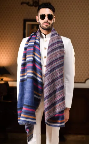 Pashtush Mens Cashmere And Wool Blended Scarf, With Fluro-Neon Stripes
