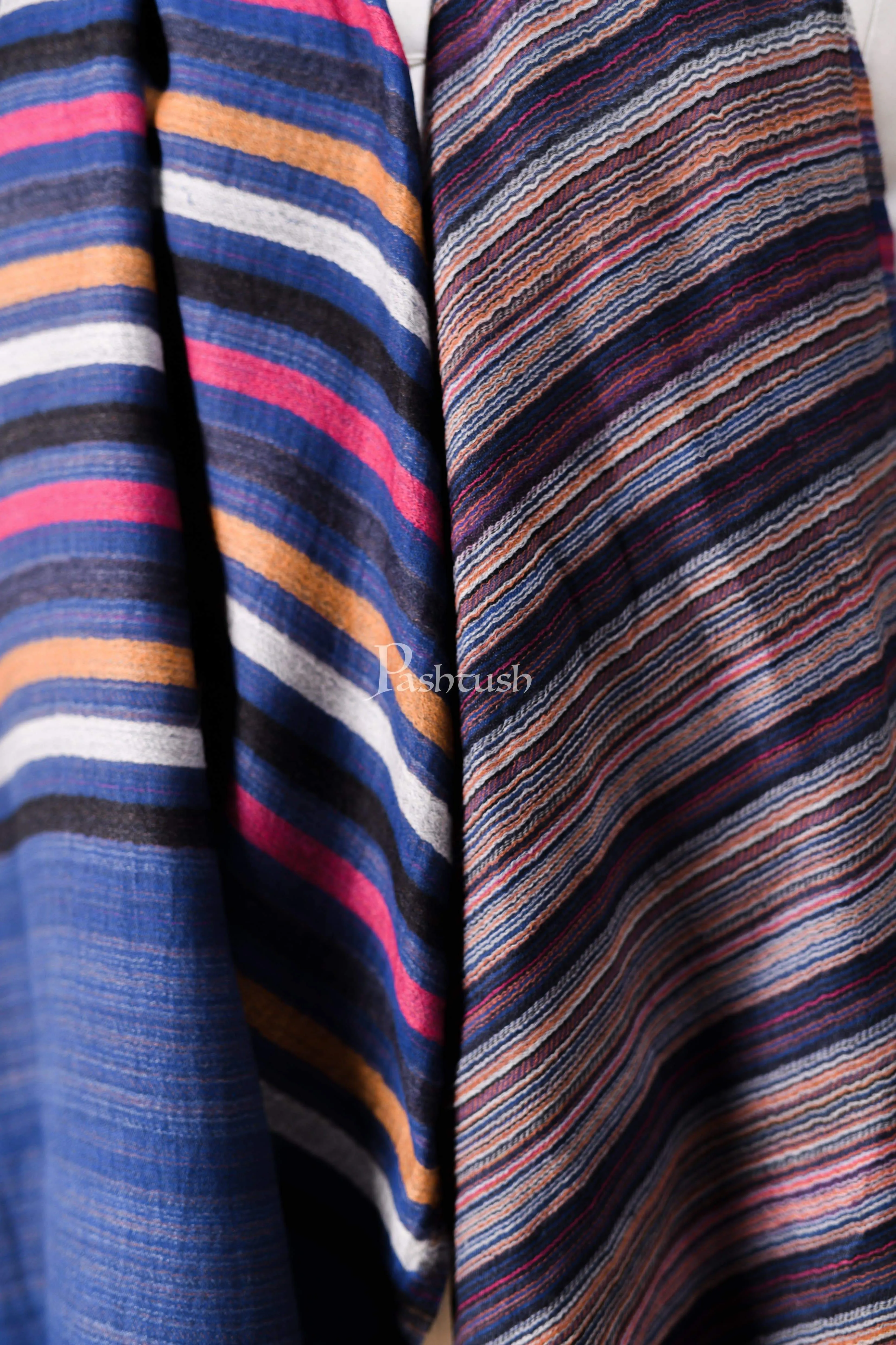 Pashtush Mens Cashmere And Wool Blended Scarf, With Fluro-Neon Stripes