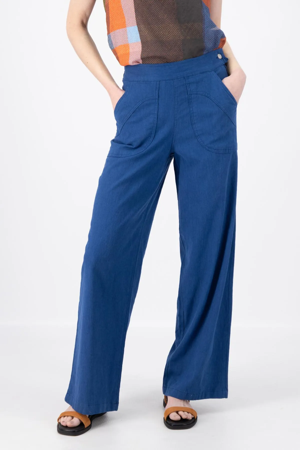 Peggy Long Pants Lino Cobalt Blue in Linen | Pre-Order