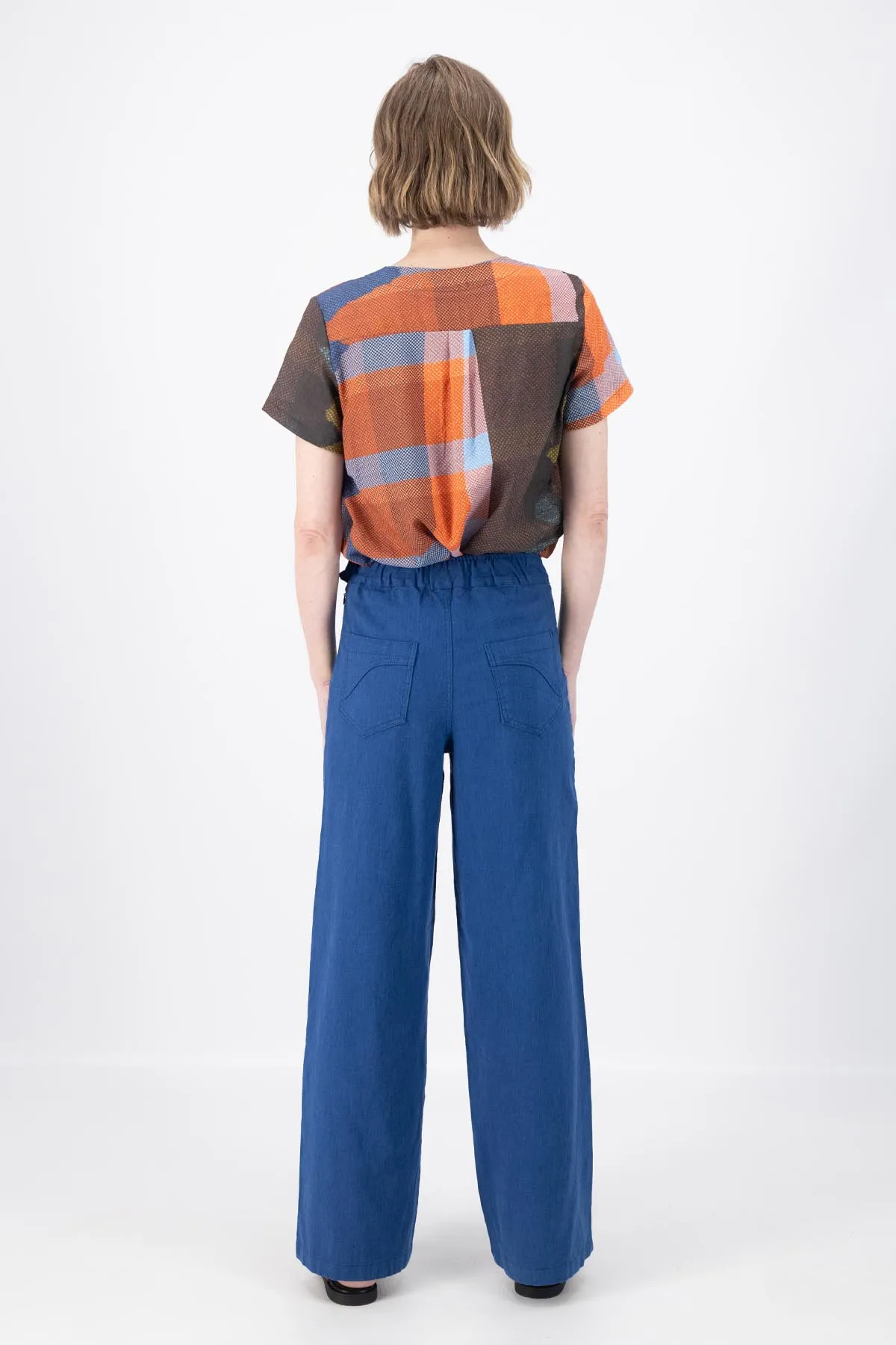 Peggy Long Pants Lino Cobalt Blue in Linen | Pre-Order