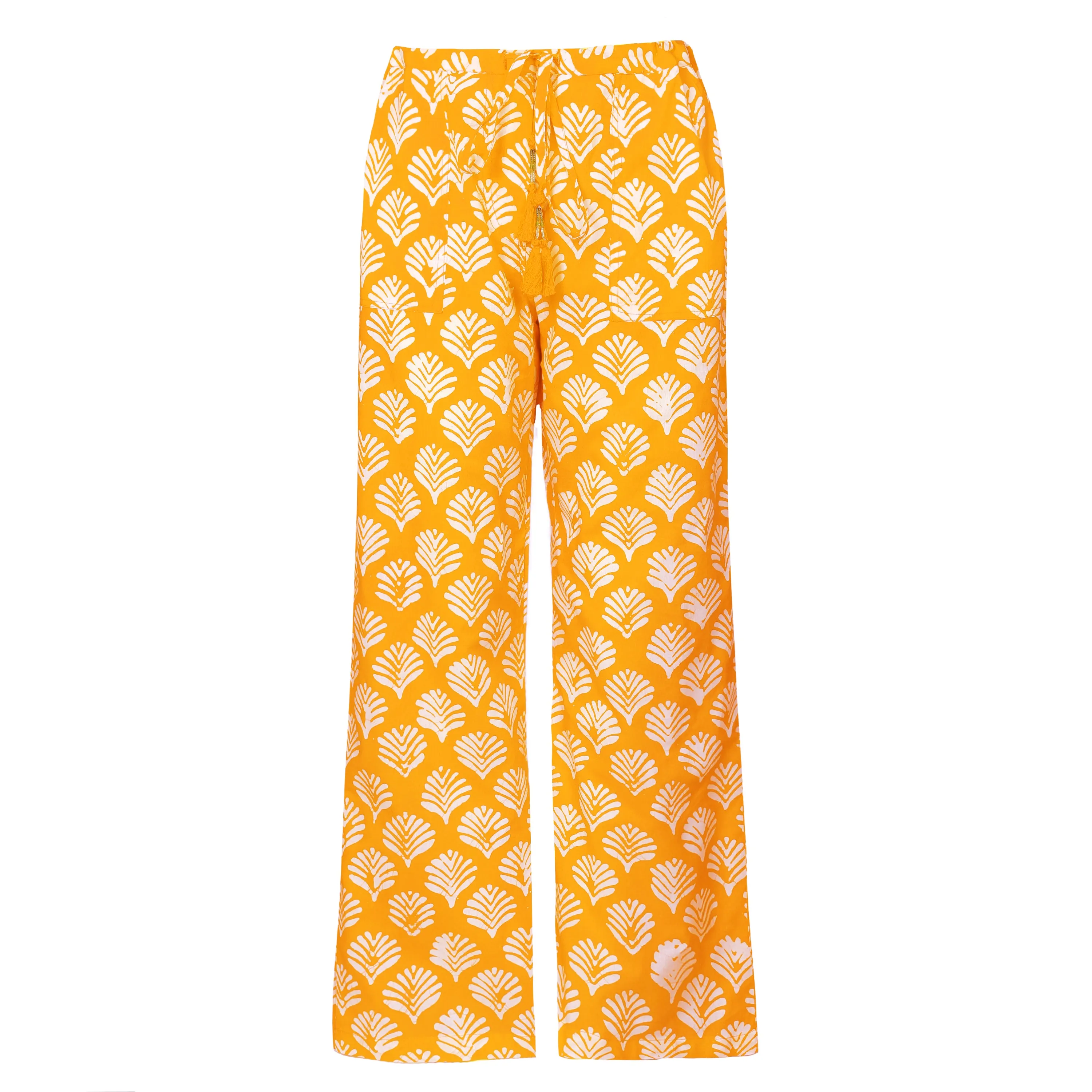 Sorrento Yellow Cotton Lounge Pants FINAL SALE