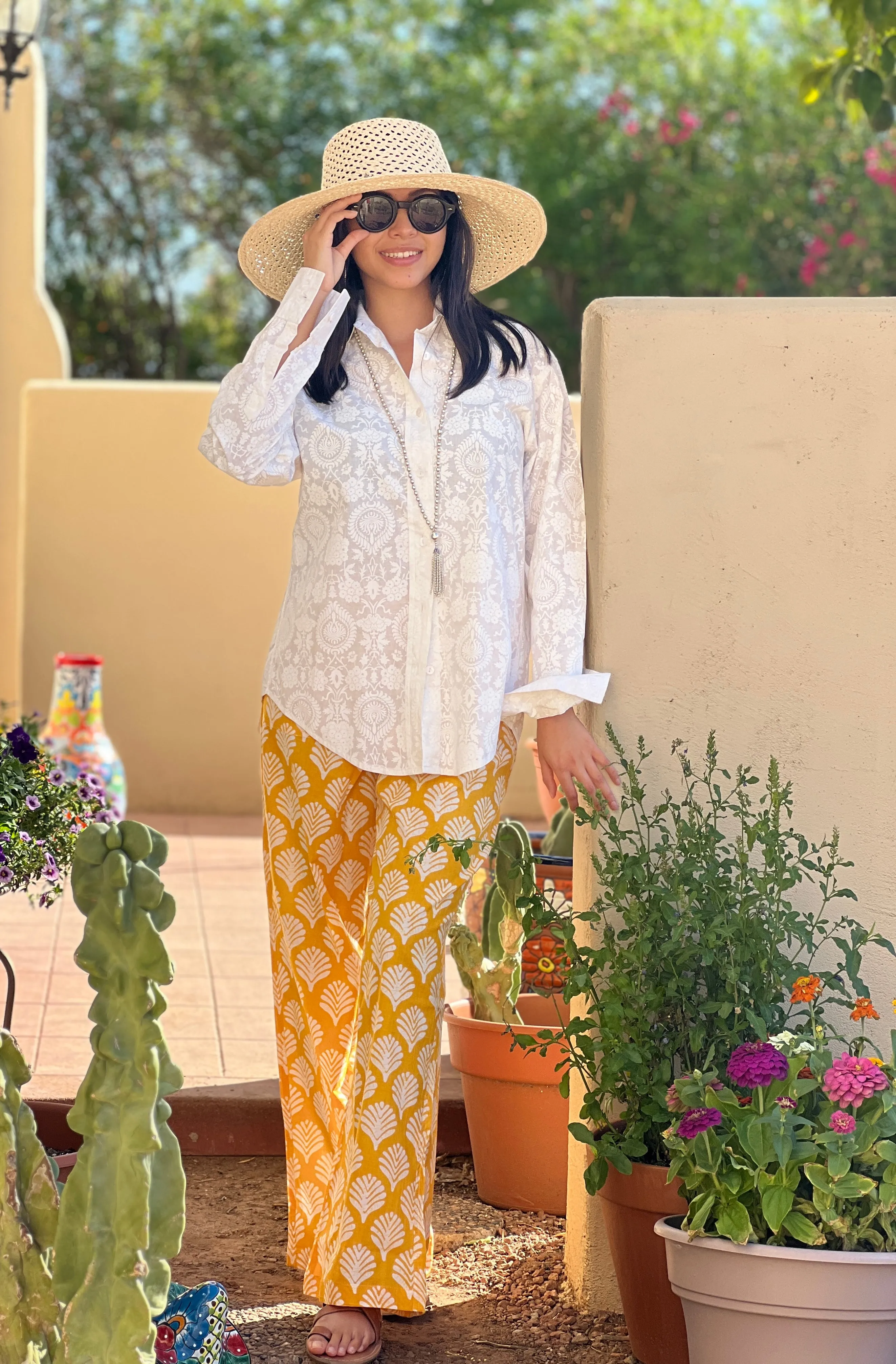 Sorrento Yellow Cotton Lounge Pants FINAL SALE