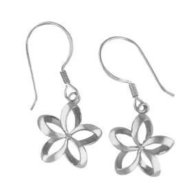 Sterling Silver 1/2 Inch Open Plumeria Dangle Earrings
