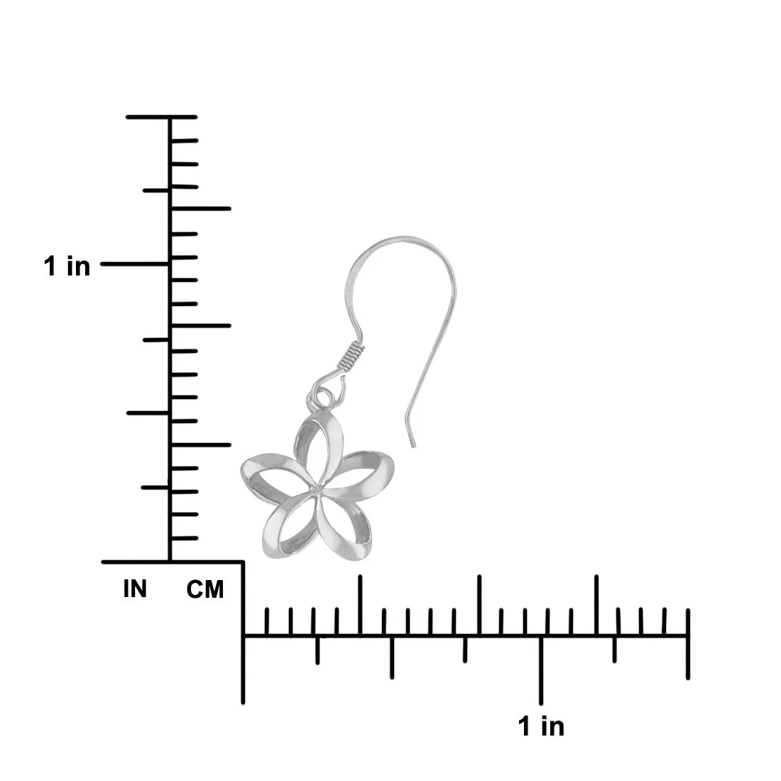 Sterling Silver 1/2 Inch Open Plumeria Dangle Earrings