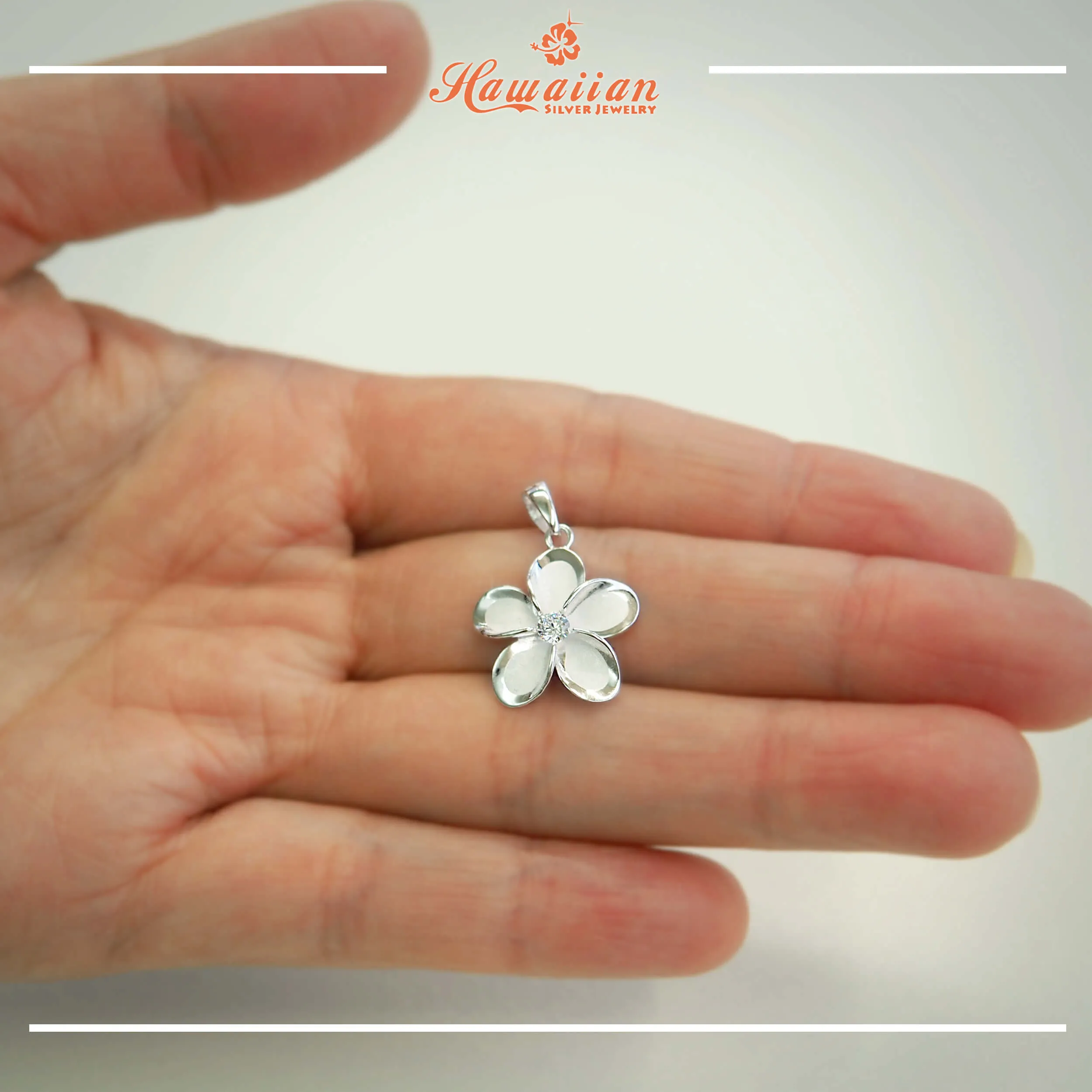 Sterling Silver 15mm Plumeria Pendant