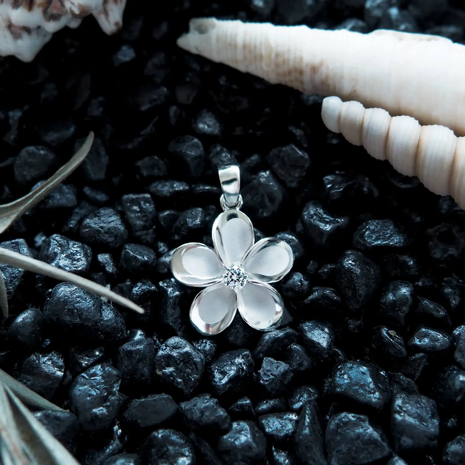 Sterling Silver 15mm Plumeria Pendant