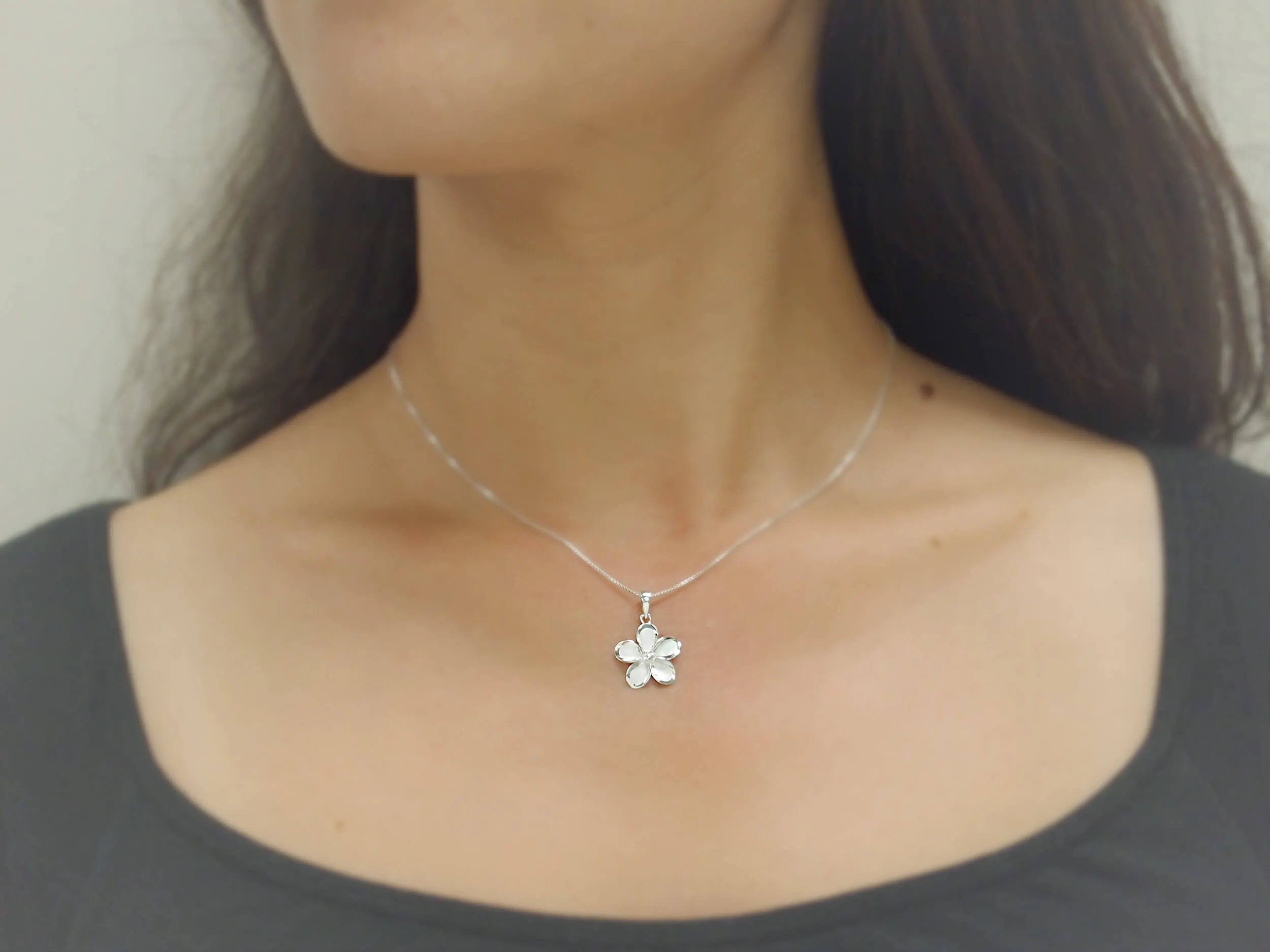 Sterling Silver 15mm Plumeria Pendant